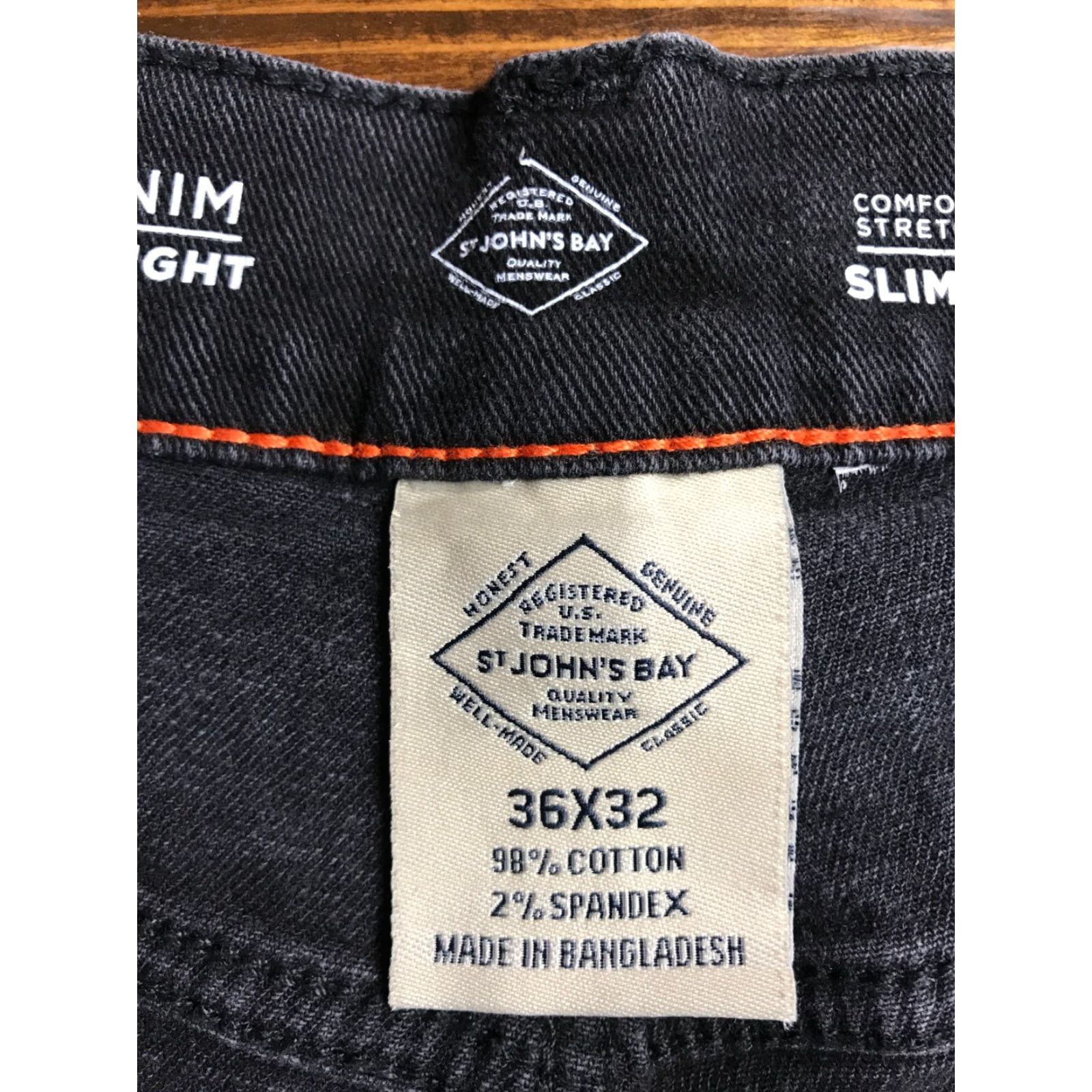 Vintage St John's Bay Denim Jeans Men Slim Straight 36X32 Black Comfort Pockets Modern Vintage No Size US 36 / EU 52 - 3 Thumbnail