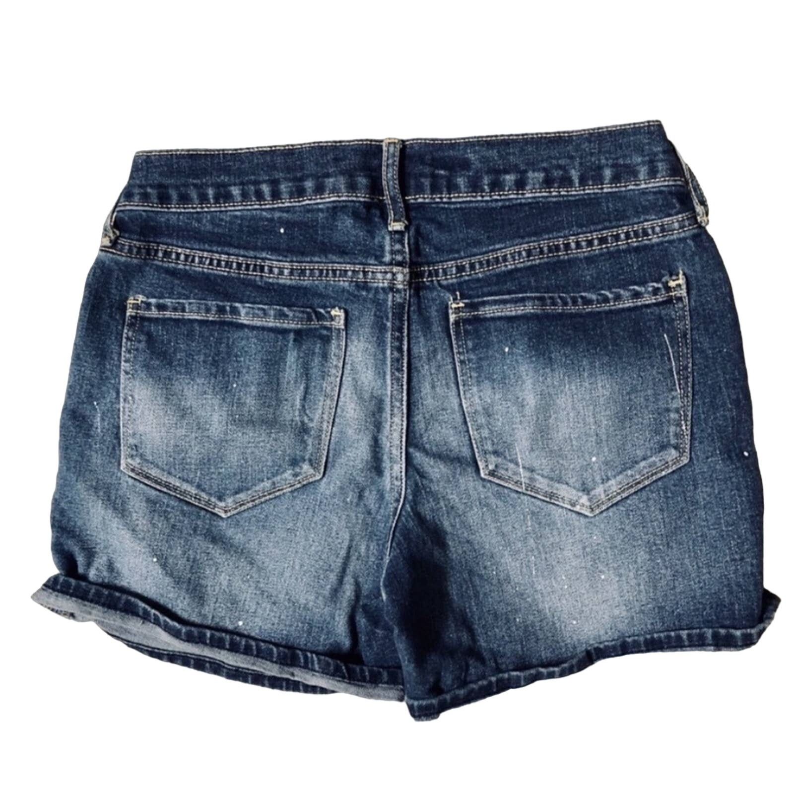 Old Navy OLD NAVY Dark Blue White Paint Boyfriend Denim Jean Shorts Size 25" / US 0 / IT 36 - 3 Thumbnail