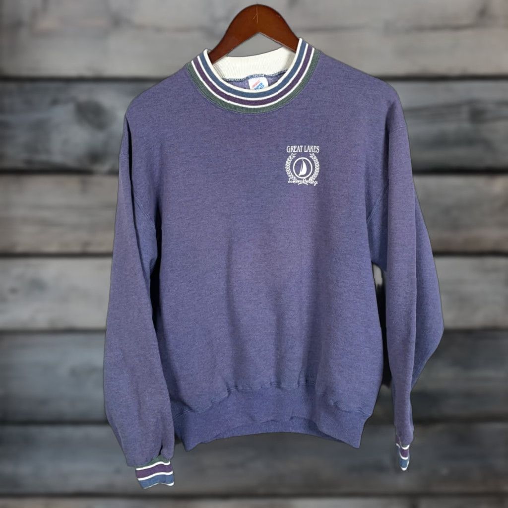 Jerzees VINTAGE Jerzees Sweatshirt Michigan 90s Great Lakes Junior College Adult Medium Blue Crew Neck Pullover Graphic Print University/College Retro Size US M / EU 48-50 / 2 - 1 Thumbnail