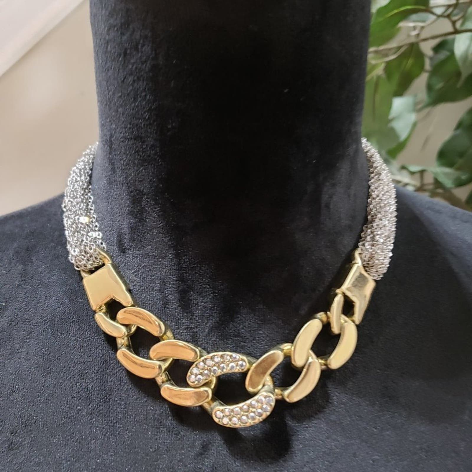 Express Express Fashion Chunky Studded Gold Tone Link Chain Necklace Size ONE SIZE - 2 Thumbnail