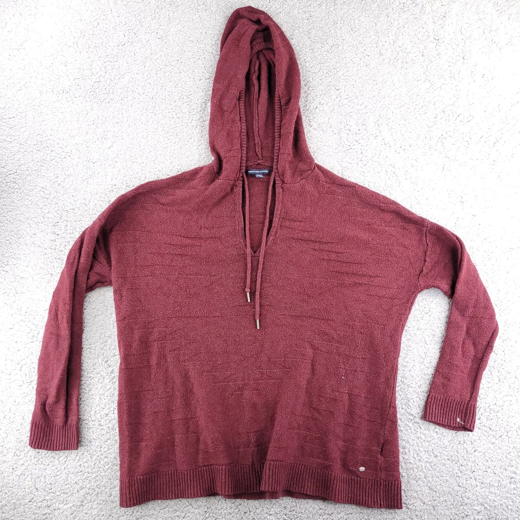 American Eagle Outfitters American Eagle Outfitters Hoodie Women's M Red Oversized Knit Sweatshirt Baggy Long Sleeve Size M / US 6-8 / IT 42-44 - 2 Thumbnail