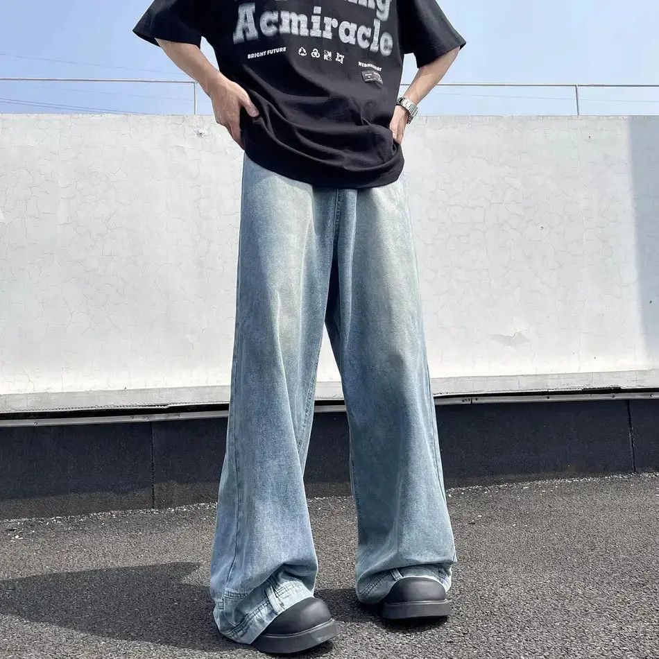 Japanese Brand Retro loose straight leg inverted jeans Size US 32 / EU 48 - 1 Thumbnail