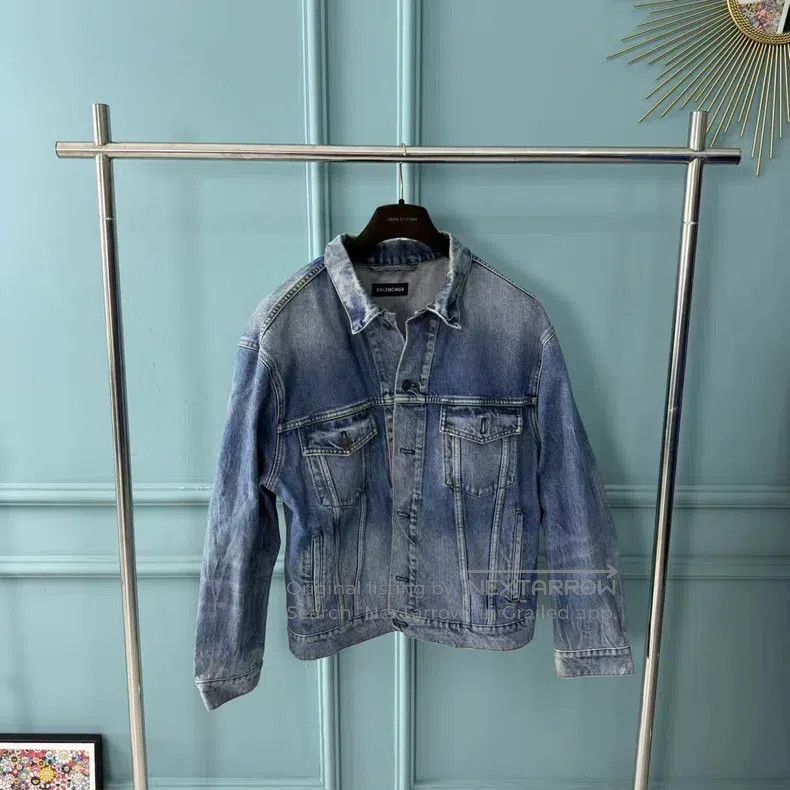 Balenciaga Balenciaga Washed blue embroidered logo jacket on the back Size US S / EU 44-46 / 1 - 1 Thumbnail