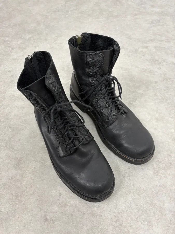 Diesel Diesel Black Multilaced Combat Leather Boots Size US 8 / EU 41 - 4 Thumbnail