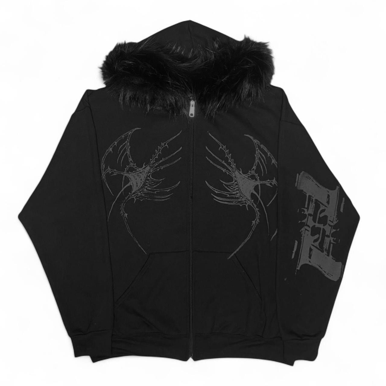 Japanese Brand Black opium emo skull fur zip up hoodie Japanese lgb i6w9 Size US L / EU 52-54 / 3 - 2 Thumbnail