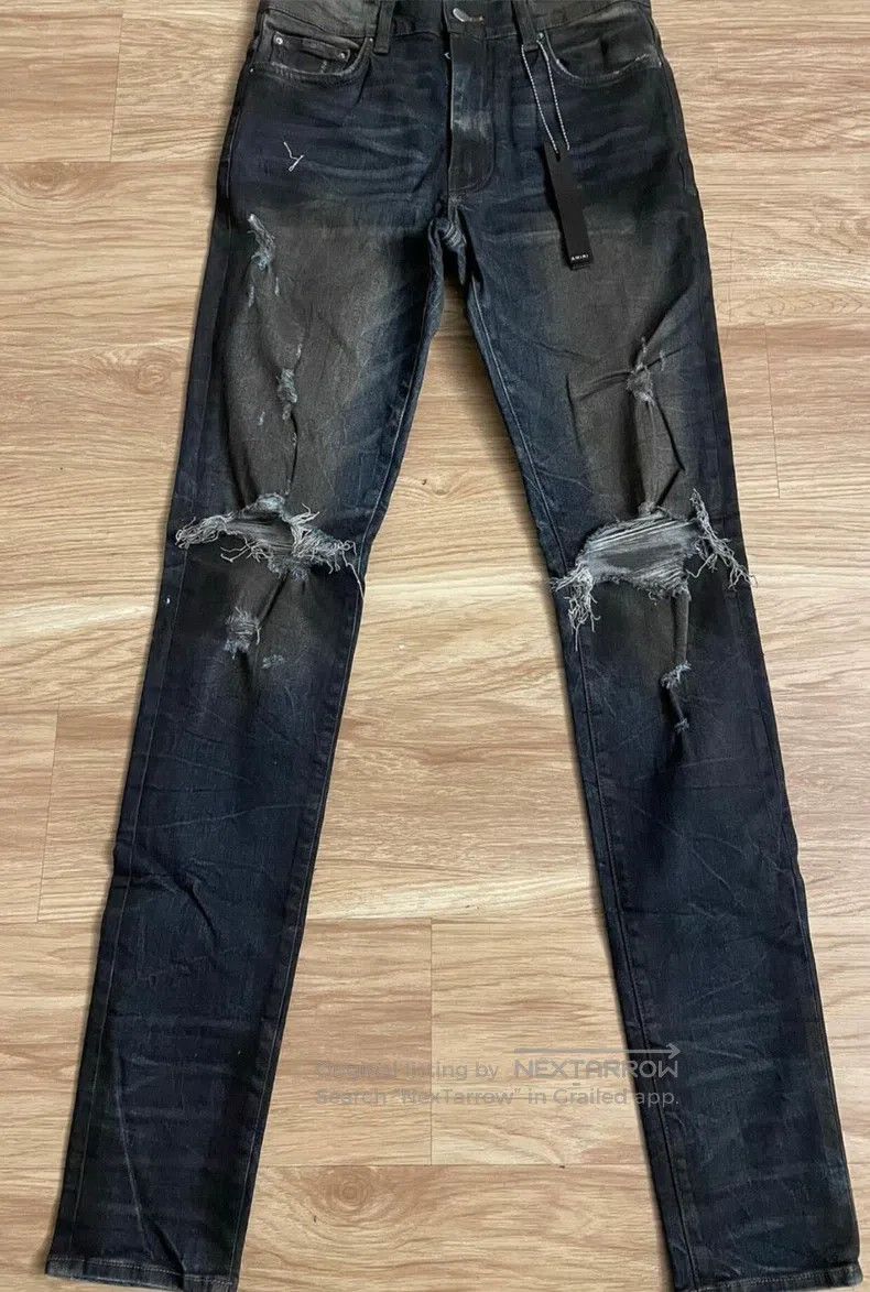 Amiri Amiri Classic Oil Stained Double Knee Destroyed Denim Jean Size US 31 - 1 Thumbnail