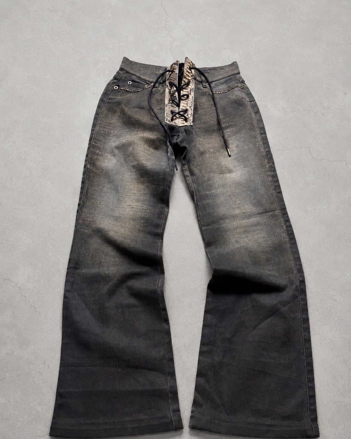 Japanese Brand GK phyton lace up flare jeans Size US 26 / EU 42 - 1 Thumbnail