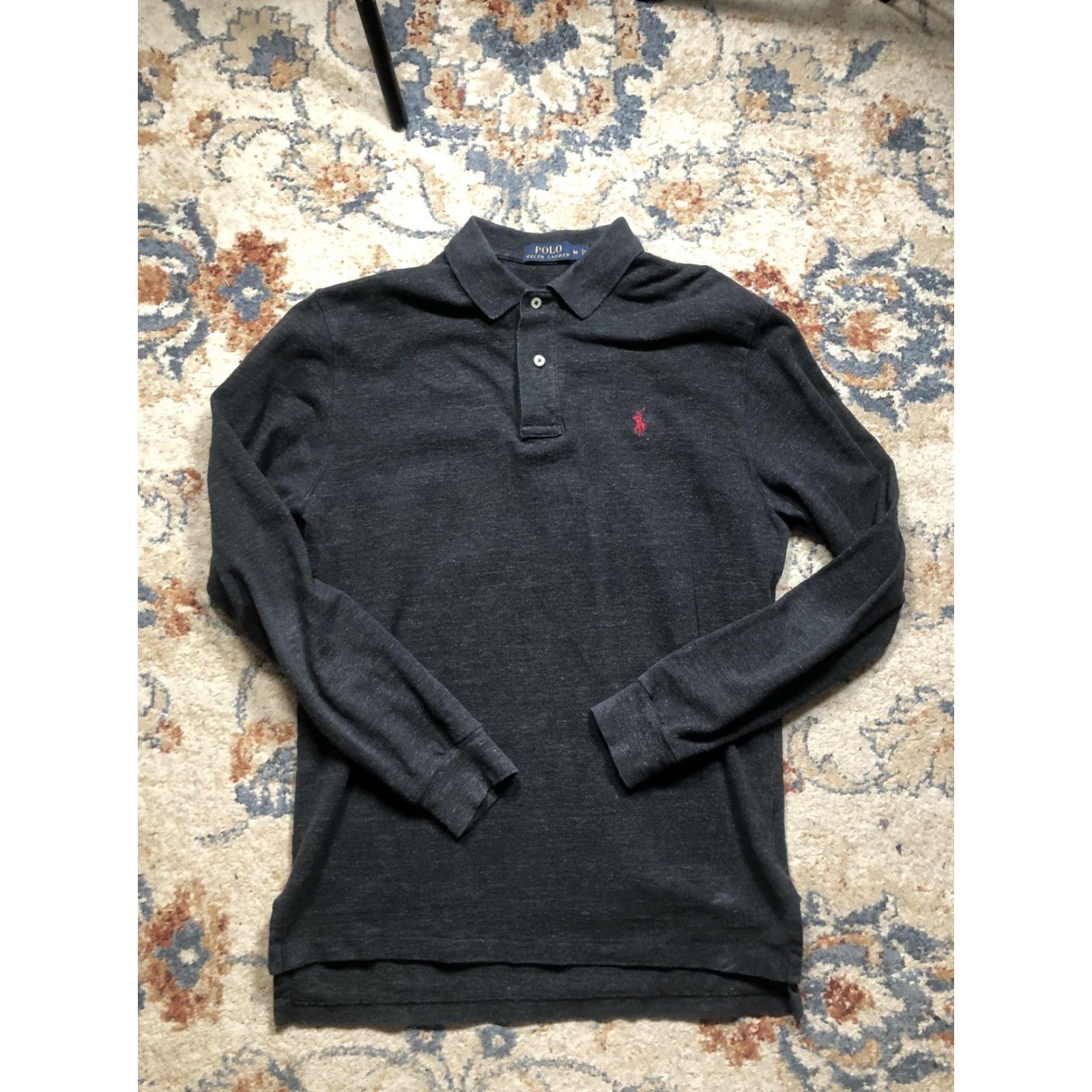 Polo Ralph Lauren Polo Ralph Lauren Shirt Mens Medium Gray Long Sleeve Polo Red Pony Logo Casual Size US M / EU 48-50 / 2 - 2 Thumbnail