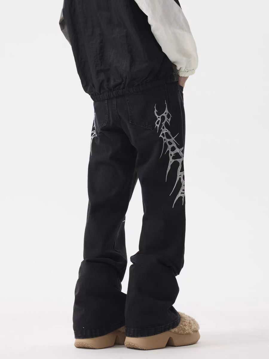Japanese Brand × Vintage Vintage Street Hip Hop Striped Loose Micro Flare Jeans Size US 30 / EU 46 - 3 Thumbnail