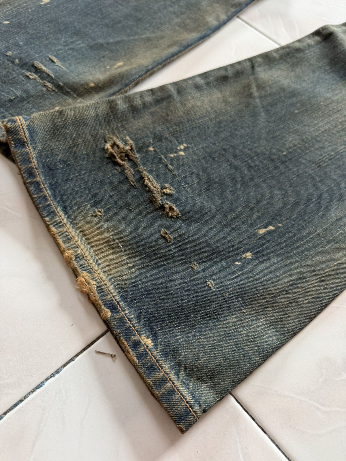 If Six Was Nine Rare Edwin 535 Pierced & Studs Heavy Mud Wash Flared Jeans Size US 32 / EU 48 - 19 Thumbnail