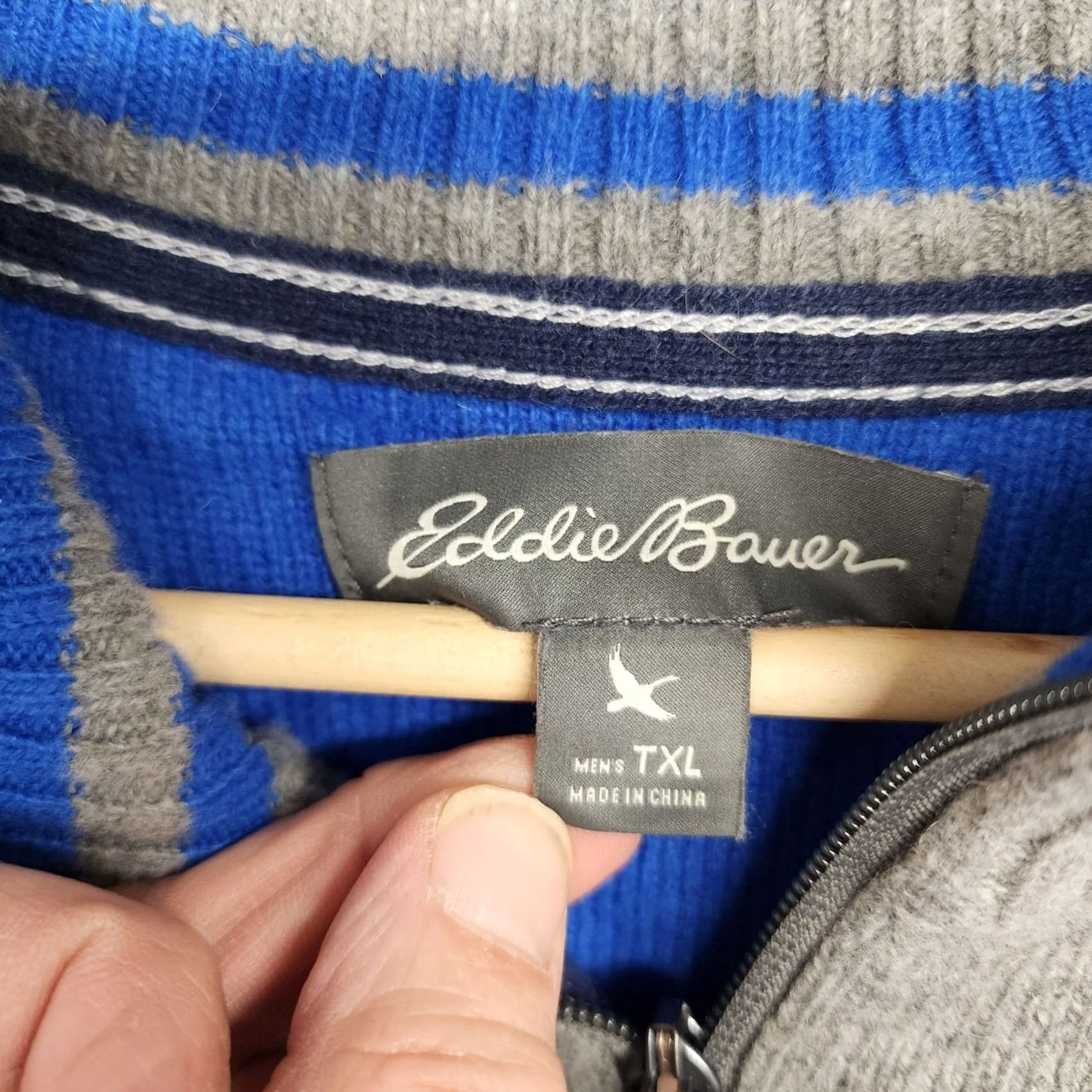 Eddie Bauer Eddie Bauer Mens 1/4 Quarter Zip XLT XL Tall Grey Blue Wool Blend Winter Pullover Sweater Long Sleeve Mens XL Tall Gray Blue Wool Blend Winter Size US XL / EU 56 / 4 - 3 Thumbnail