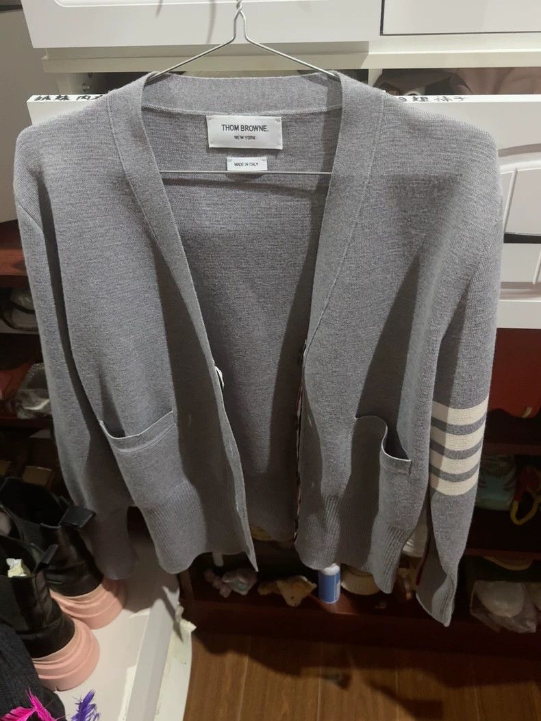 Thom Browne Thom Browne Classic Logo Wool Cardigan - dmc Size US XL / EU 56 / 4 - 1 Thumbnail