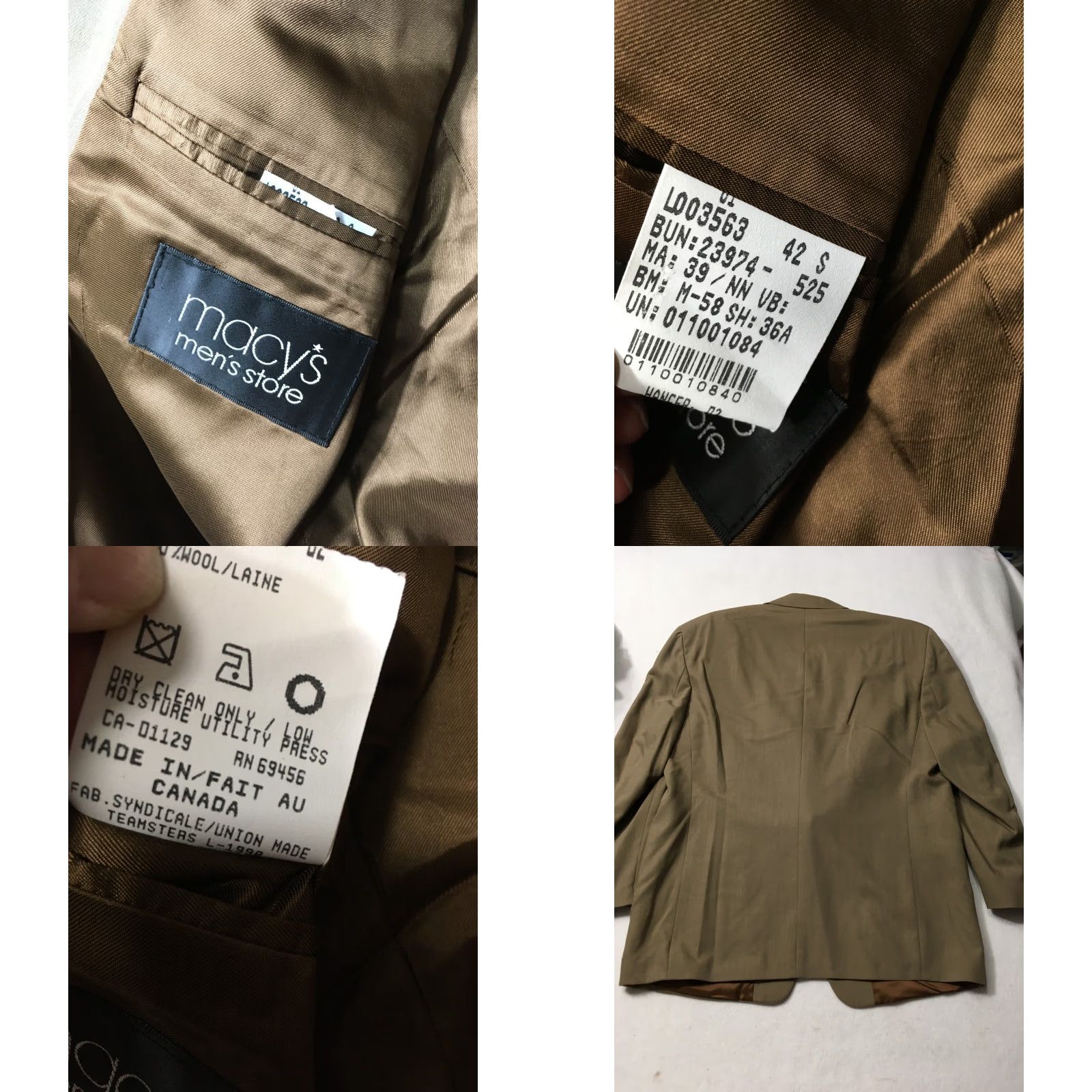 Kasper Kasper Mens 42 short Brown Three-Button Wool Suit Coat Jacket Coat Suit JACKET Three-Button Wool Kasper Mens 42 Brown Short Vintage? Size US 42 / EU 58 - 8 Thumbnail