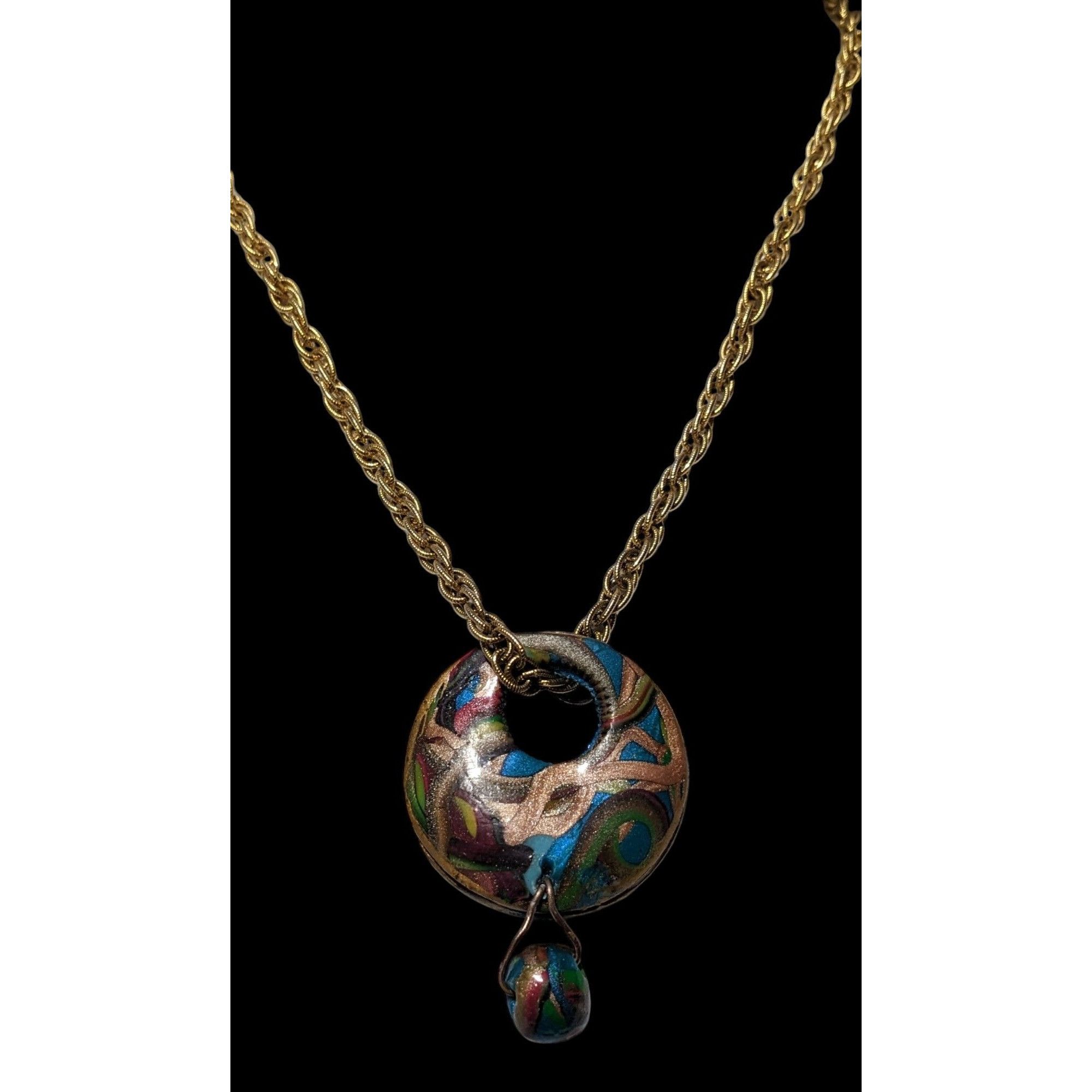 Other Handmade Abstract Rainbow Squiggle Pendant Necklace Size ONE SIZE - 2 Thumbnail