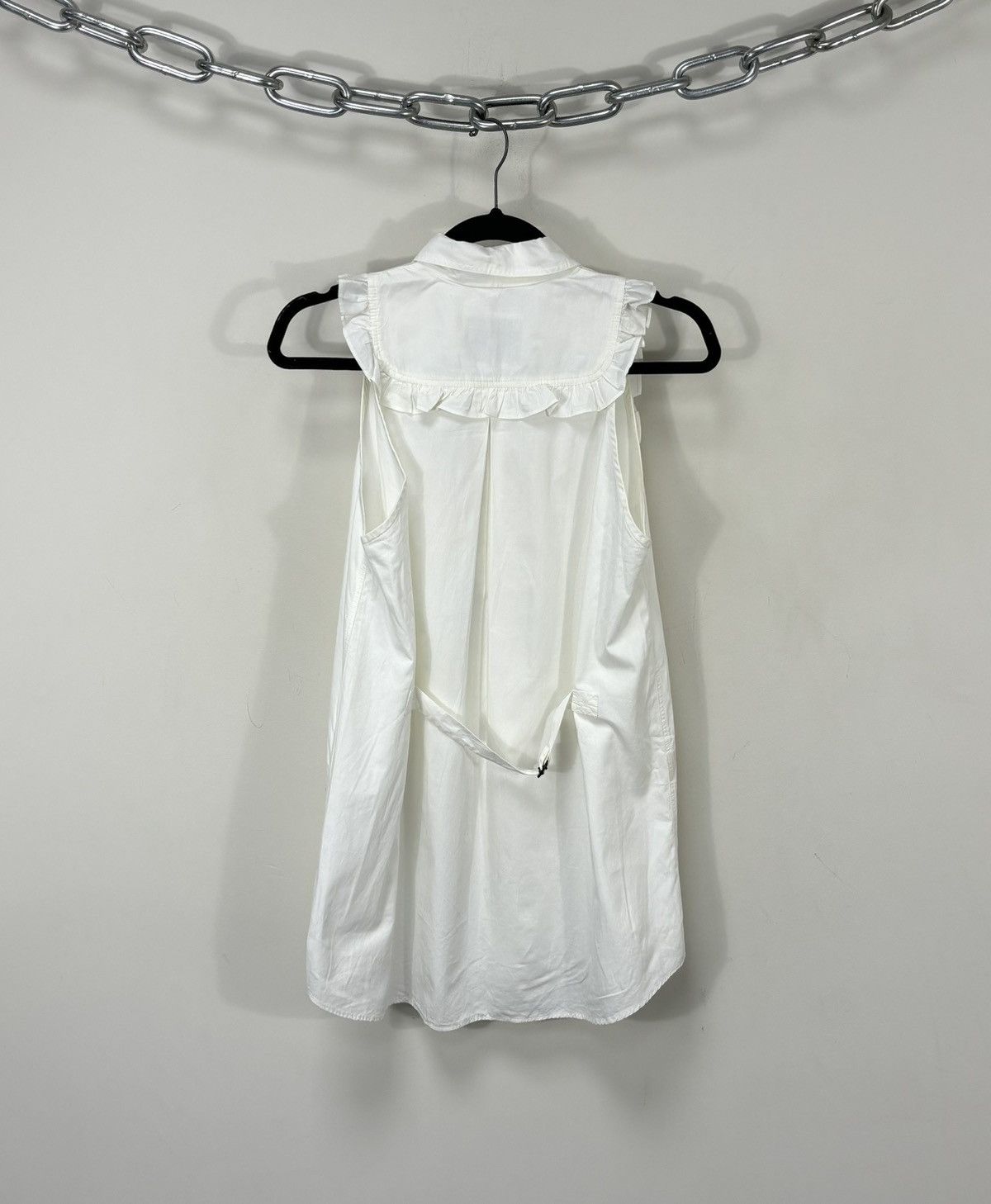 Moschino Vintage Moschino Women’s Ruffle Bib White Sleeveless Dress Size M / US 6-8 / IT 42-44 - 13 Thumbnail