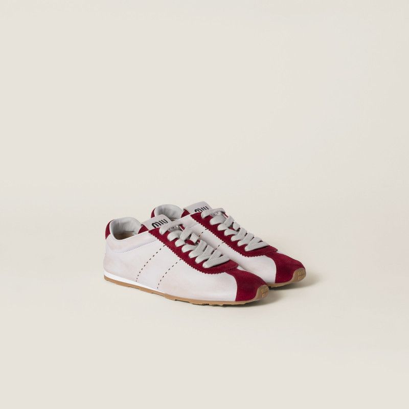 Miu Miu o1B3y1r0526 Padded Nappa Leather And Suede Sneakers Size US 8 / IT 38 - 2 Thumbnail