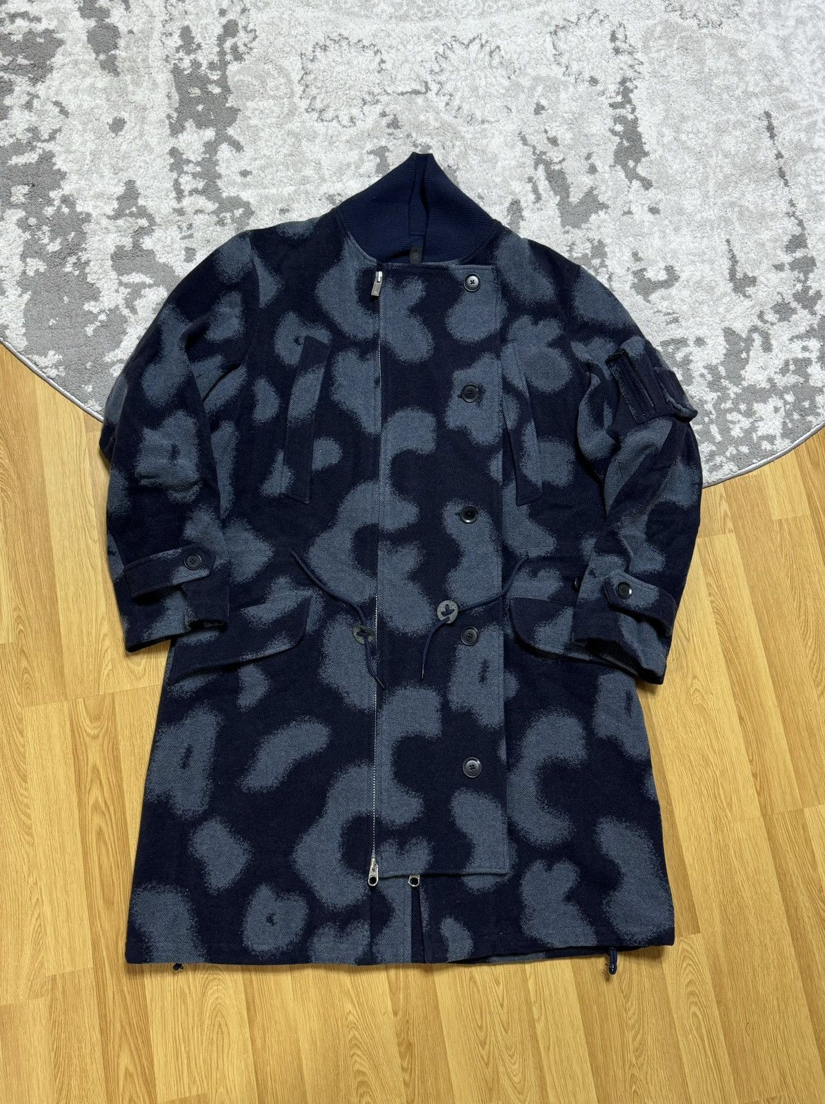 Adidas × Y-3 × Yohji Yamamoto Y-3 Yohji Yamamoto Sample Double-Breasted Wool Coat Leopard Size US M / EU 48-50 / 2 - 2 Thumbnail
