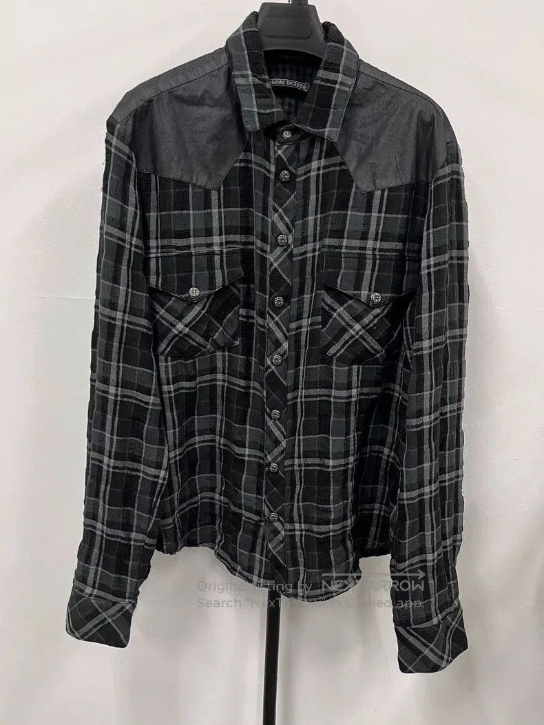 Chrome Hearts Chrome Hearts Plaid Leather Trim Shirt Jacket. Size US L / EU 52-54 / 3 - 1 Thumbnail