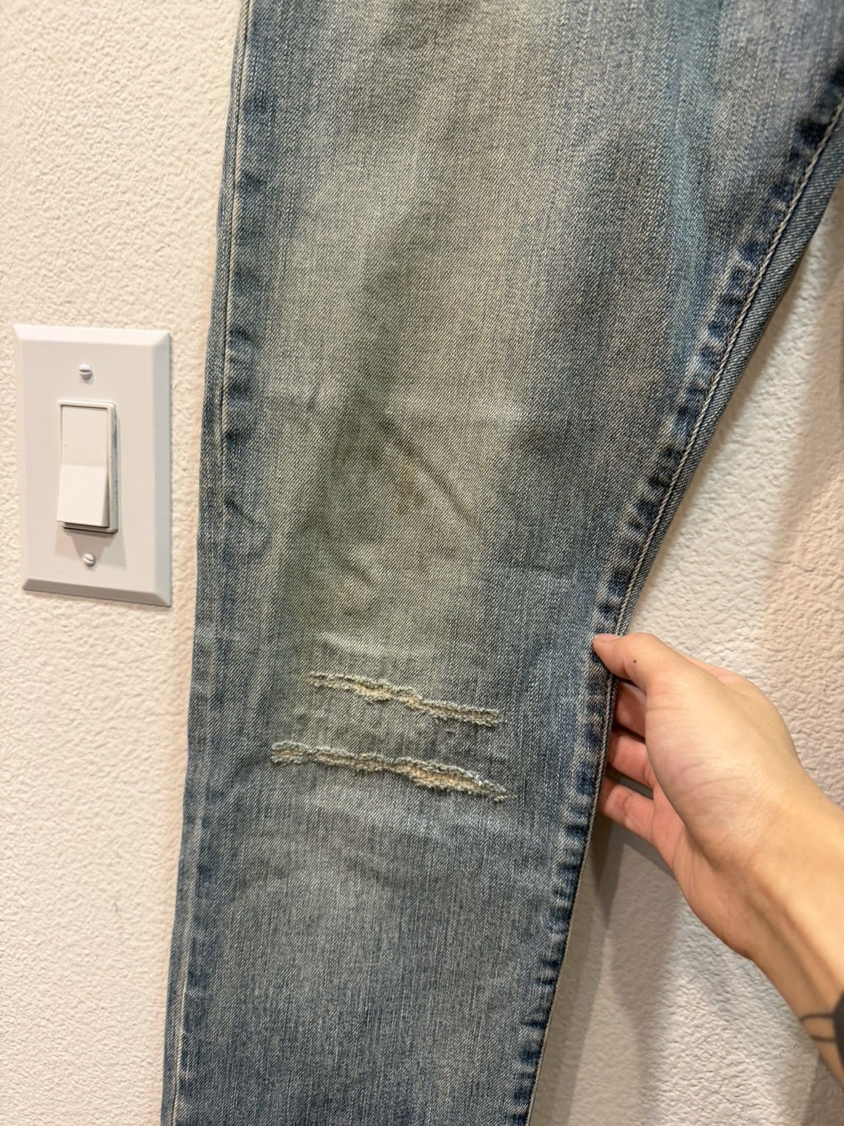 Saint Laurent Paris FW16 Repaired Lightwash D02 Denim Jeans 33 Size US 34 / EU 50 - 3 Thumbnail