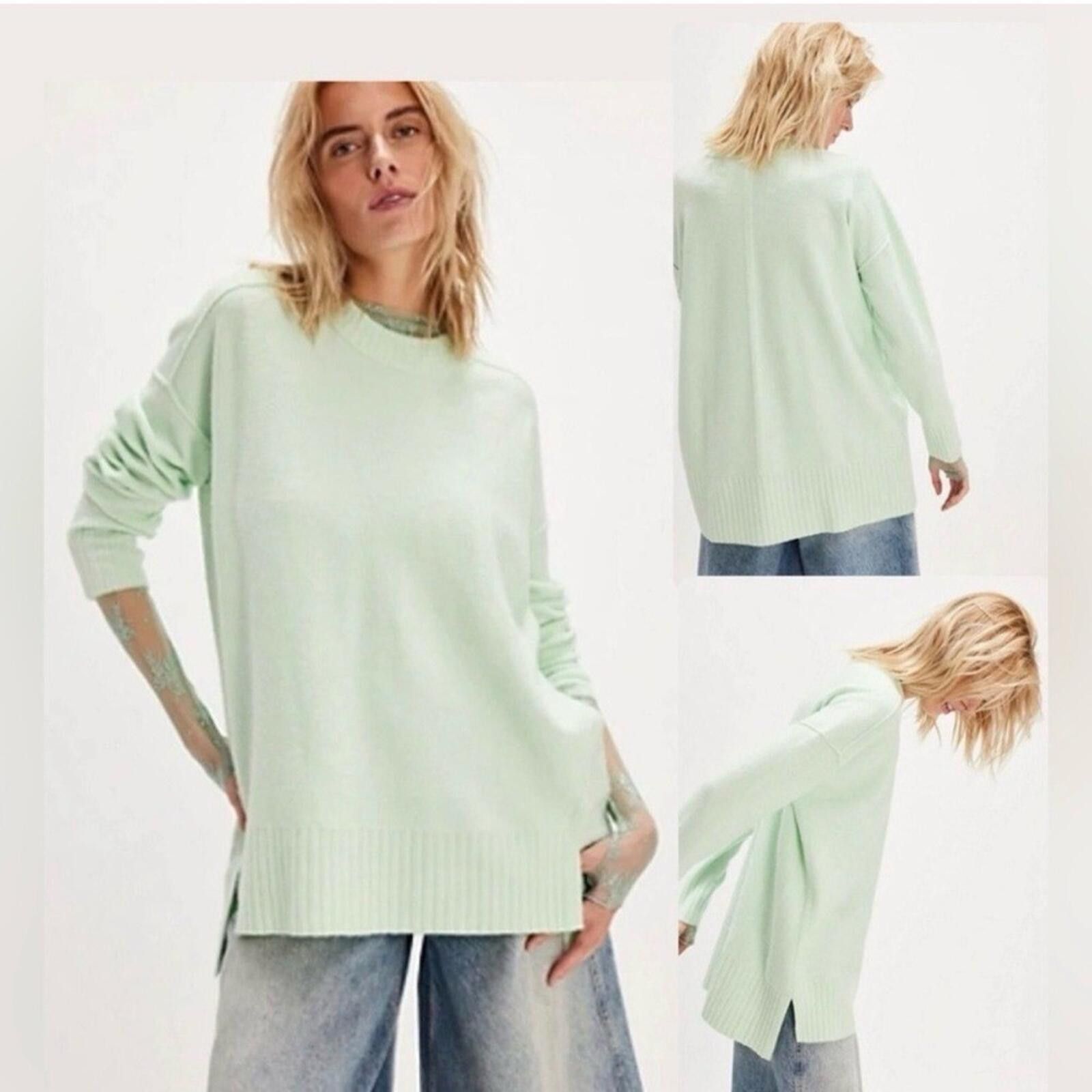 Free People Free People Phoebe Pullover Light Green Crew Neck Sweater L Size L / US 10 / IT 46 - 1 Thumbnail
