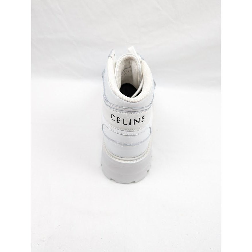 Celine o1rshd1 Calfskin High Sneaker W/ Scratch in Optic White Size US 11 / EU 44 - 14 Thumbnail