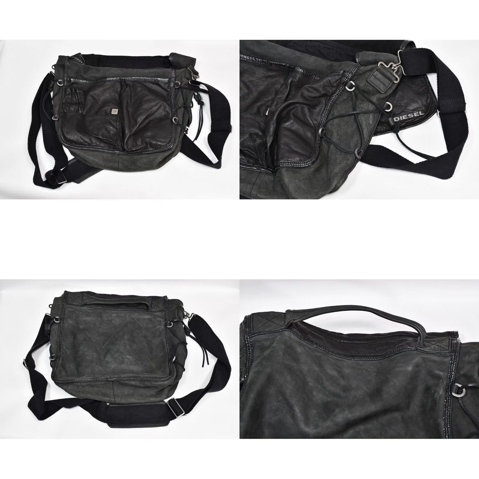 Diesel VINTAGE Diesel Messenger Bag Leather Black MEN Large Bag Size ONE SIZE - 8 Thumbnail