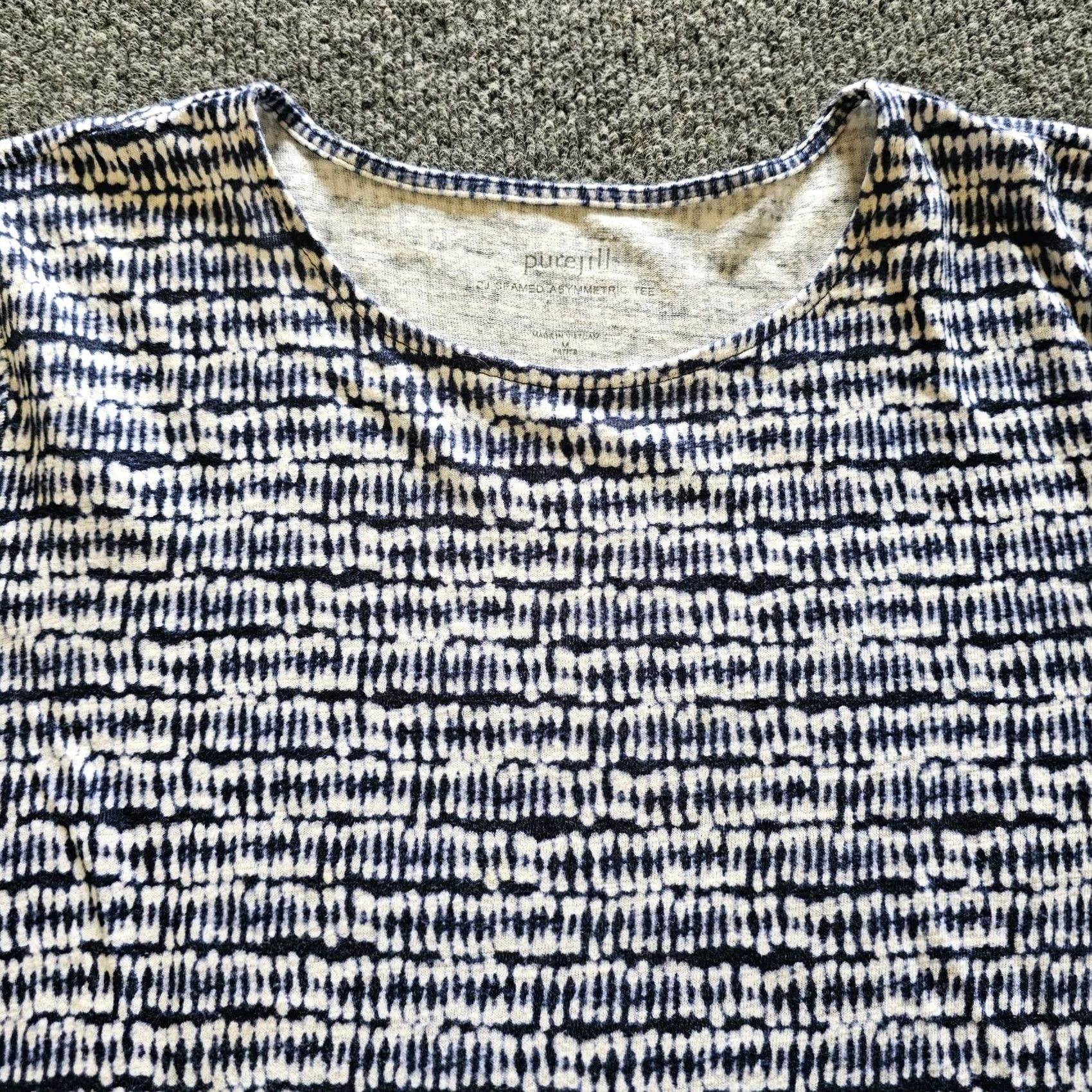 J. Jill J. Jill Top Shirt Women Medium Blue Linen Short Sleeve Asymmetrical Casual Career Shirt Size M / US 6-8 / IT 42-44 - 2 Thumbnail