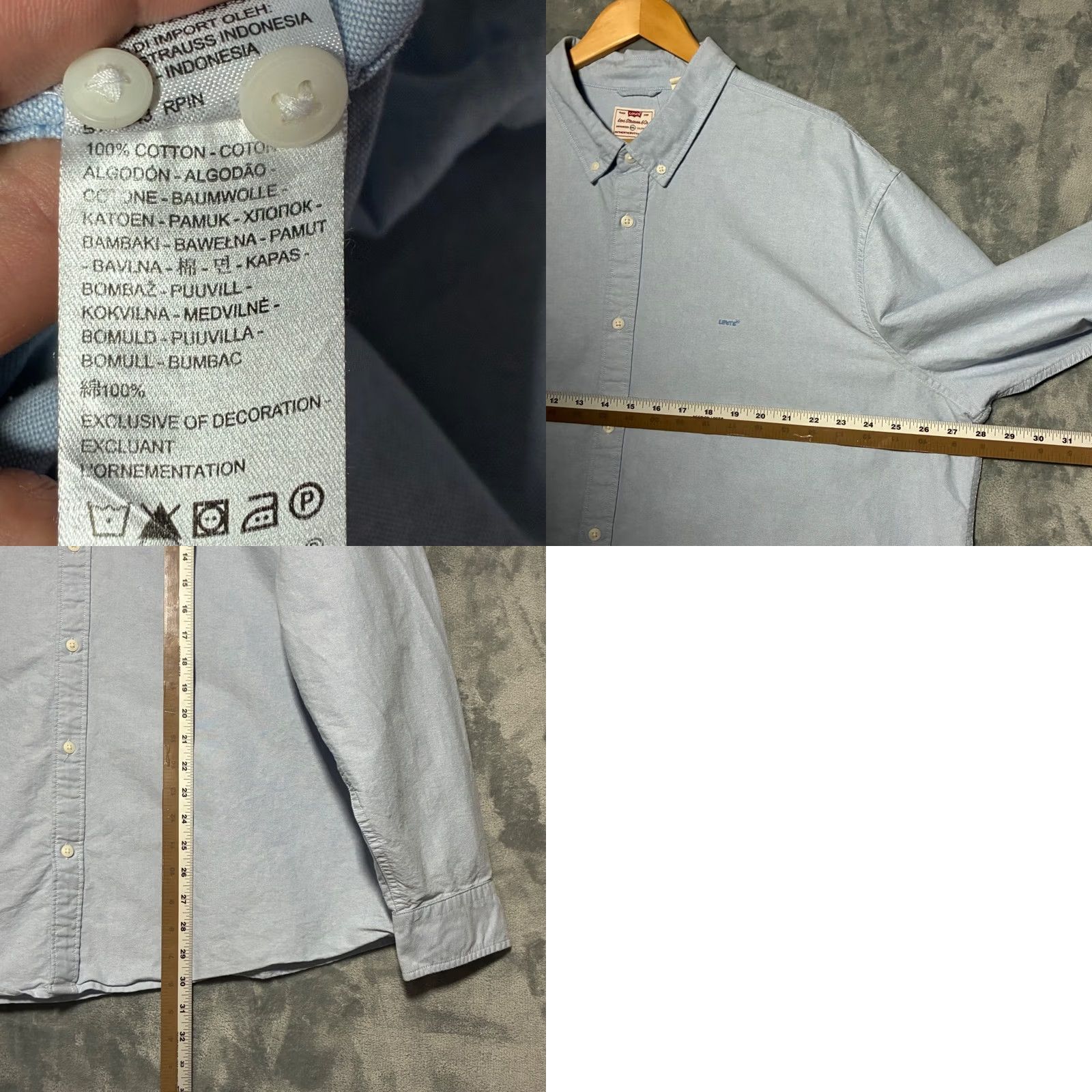 Levi's Levi's Men's XXL Blue Oxford Shirt Relaxed Fit Cotton Long Sleeve Button Down Casual Workwear Size US XXL / EU 58 / 5 - 8 Thumbnail