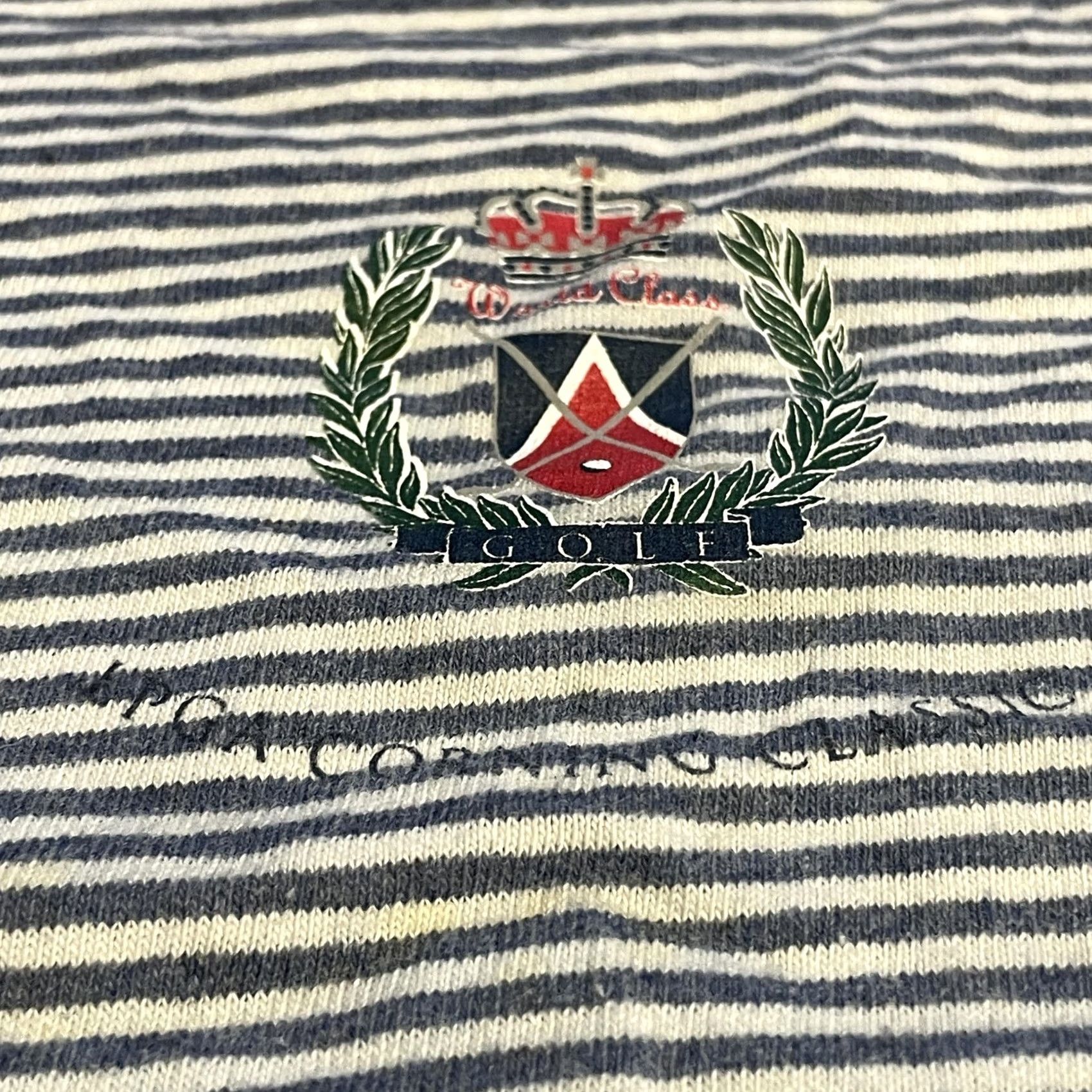 Vintage VINTAGE Freeman Sports Shirt Mens XL Blue White Striped Golf Crest USA 90s Tee Size US XL / EU 56 / 4 - 3 Thumbnail