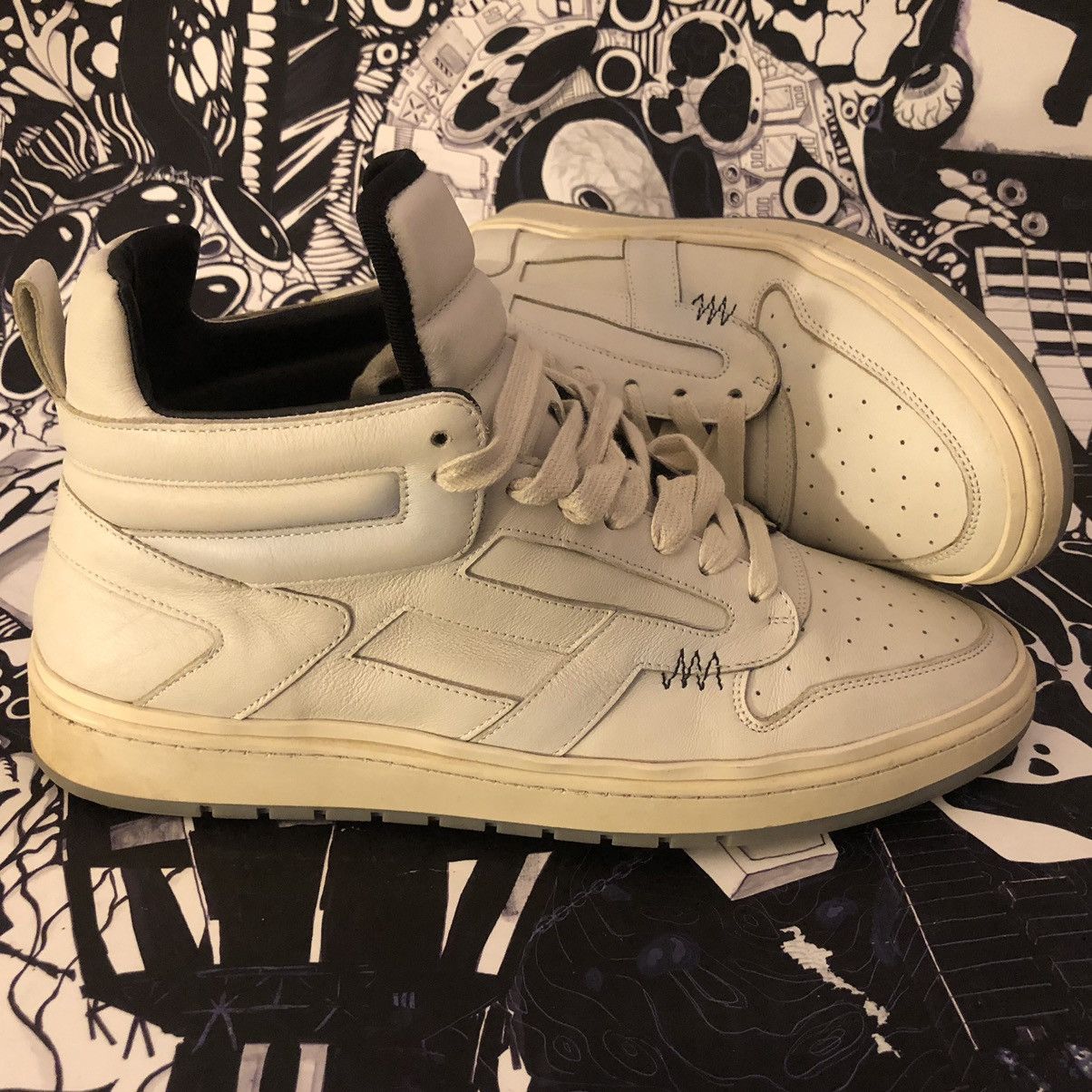 image of Represent Clo Reptor Hi High Vintage White OG Shoes, Men's (Size 13)