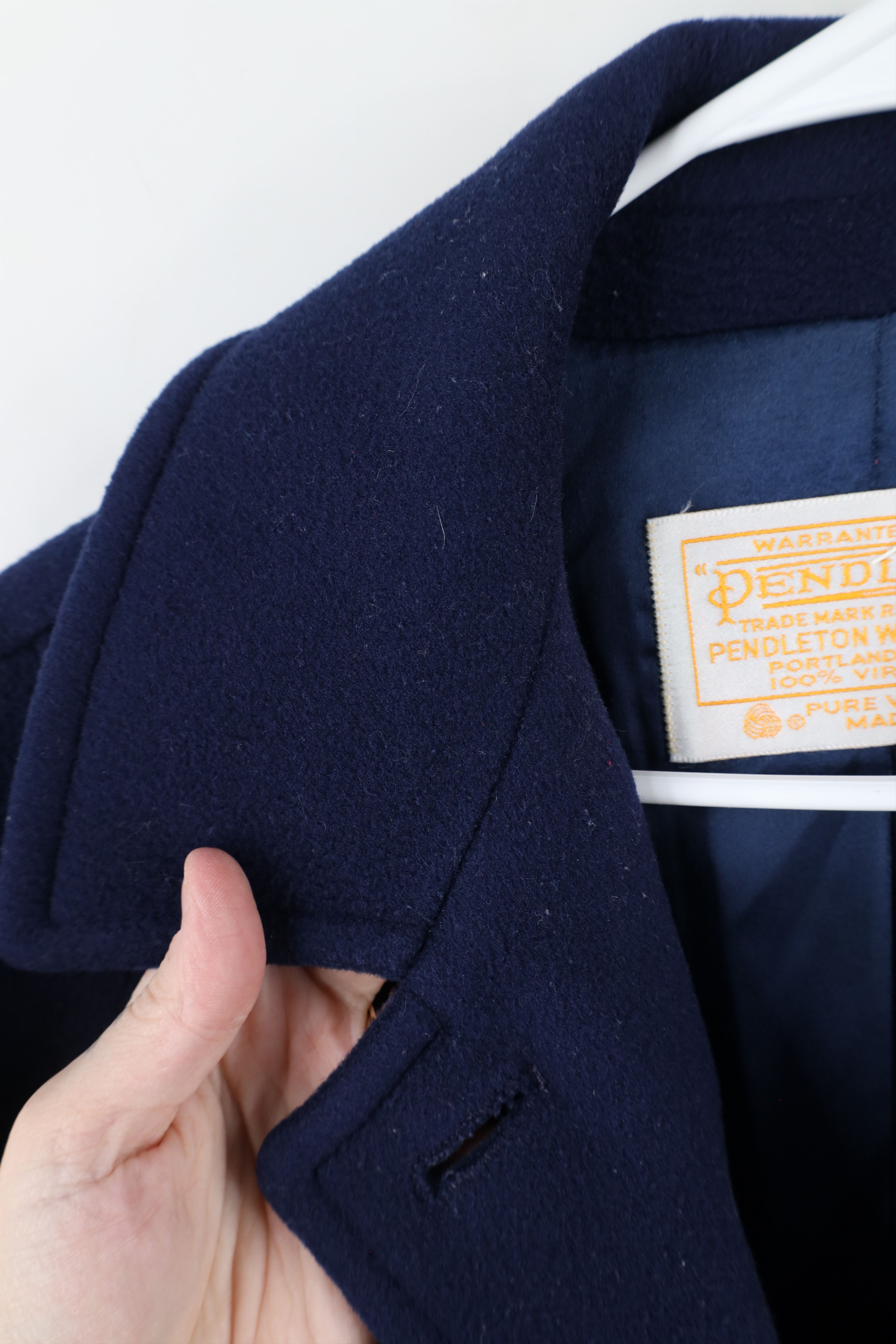 Pendleton × Vintage Vintage 90s Pendleton Heavy Wool Trench Coat Jacket Blue USA Size XL / US 12-14 / IT 48-50 - 7 Thumbnail