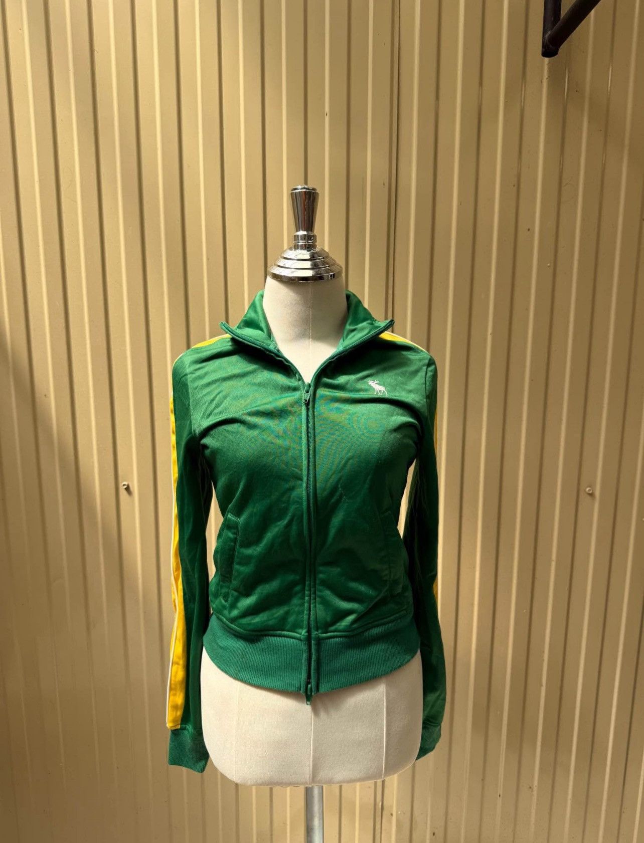 Abercrombie & Fitch Abercrombie & Fitch Track Jacket Green Yellow Y2K Zip Up Size S / US 4 / IT 40 - 1 Thumbnail