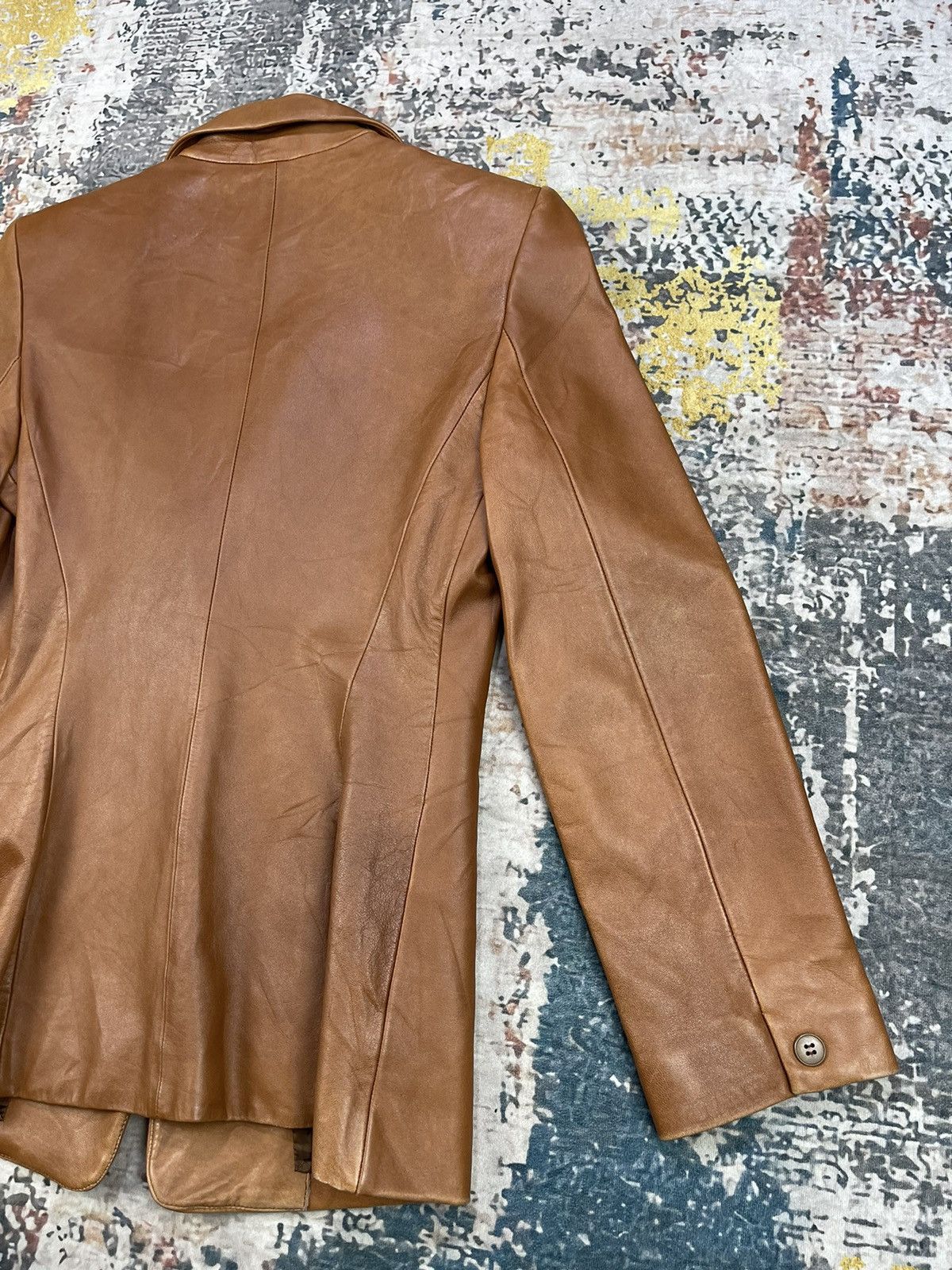 DKNY DKNY Sheepskin Single Breasted Leather Blazer Size XS / US 0-2 / IT 36-38 - 6 Thumbnail