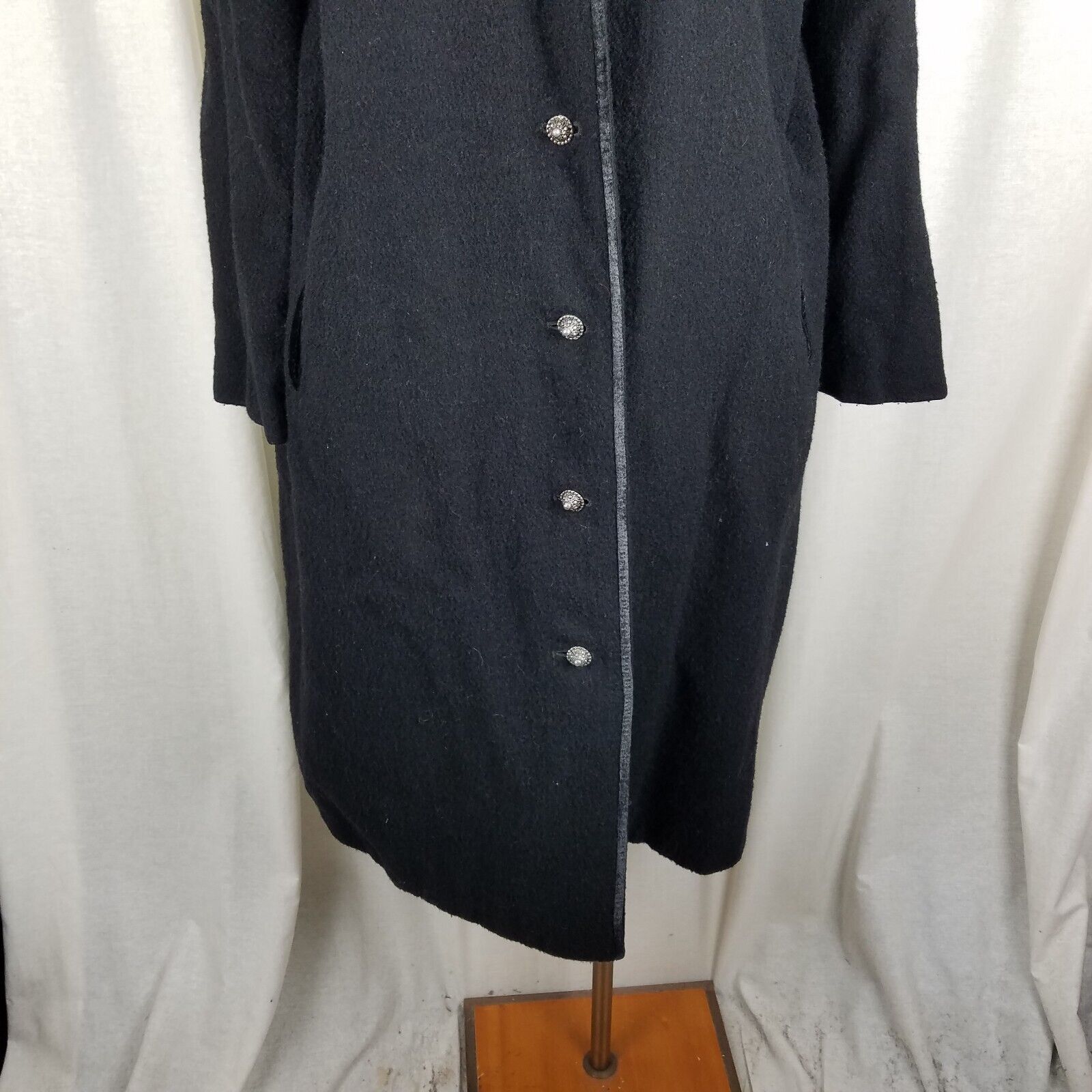 Vintage Ein Althof Modell Wool Maxi Peacoat Womens L Velvet Trim Size L / US 10 / IT 46 - 3 Thumbnail