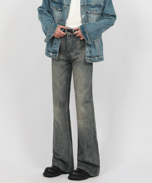 Japanese Brand Retro washed distressed straight flared cleanfit jeans Size US 32 / EU 48 - 2 Thumbnail