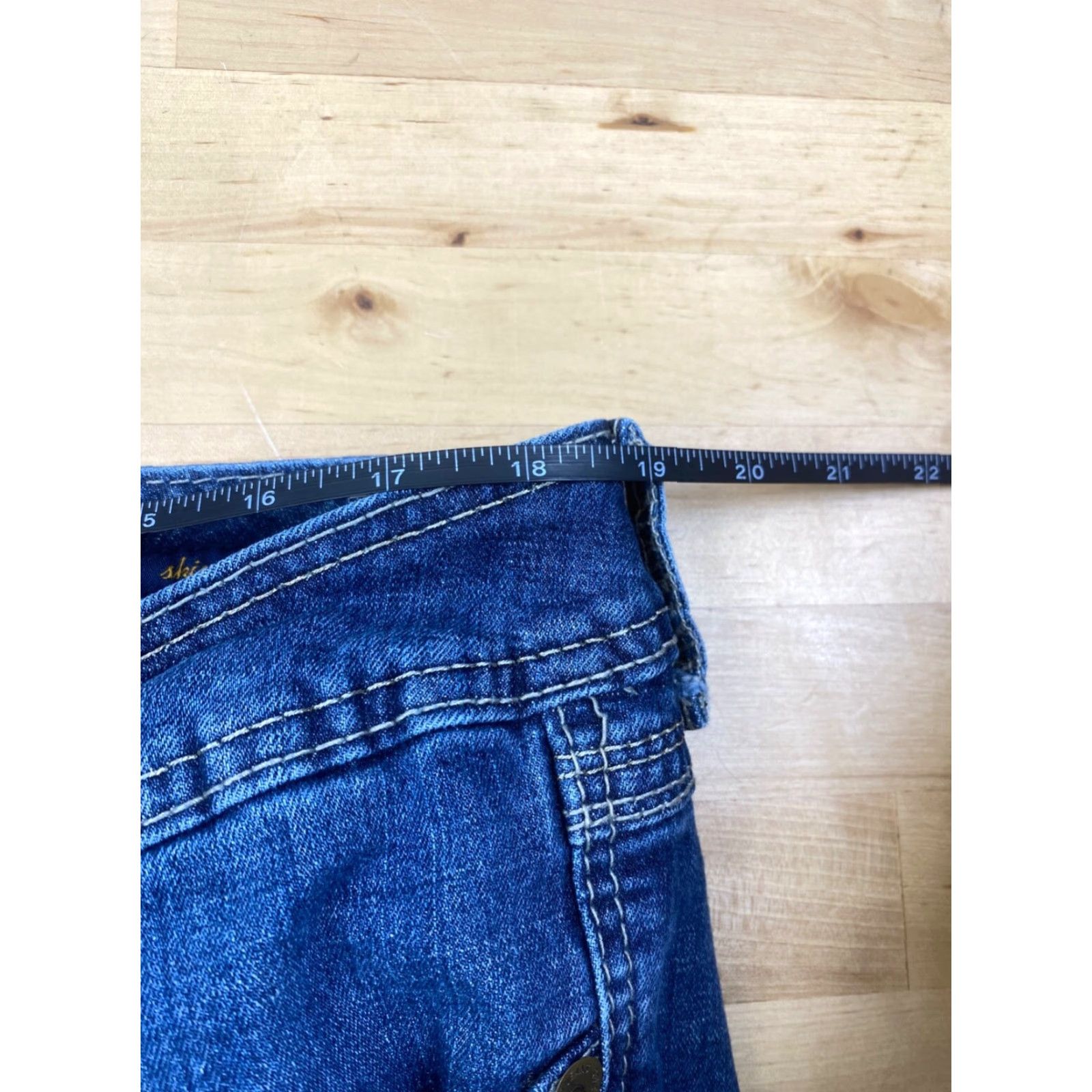 Vintage Seven7 Luxe Denim Jeans Womens 18 Skinny Mid Rise Dark Wash Distress 8162 Size 40" / US 18 - 7 Thumbnail