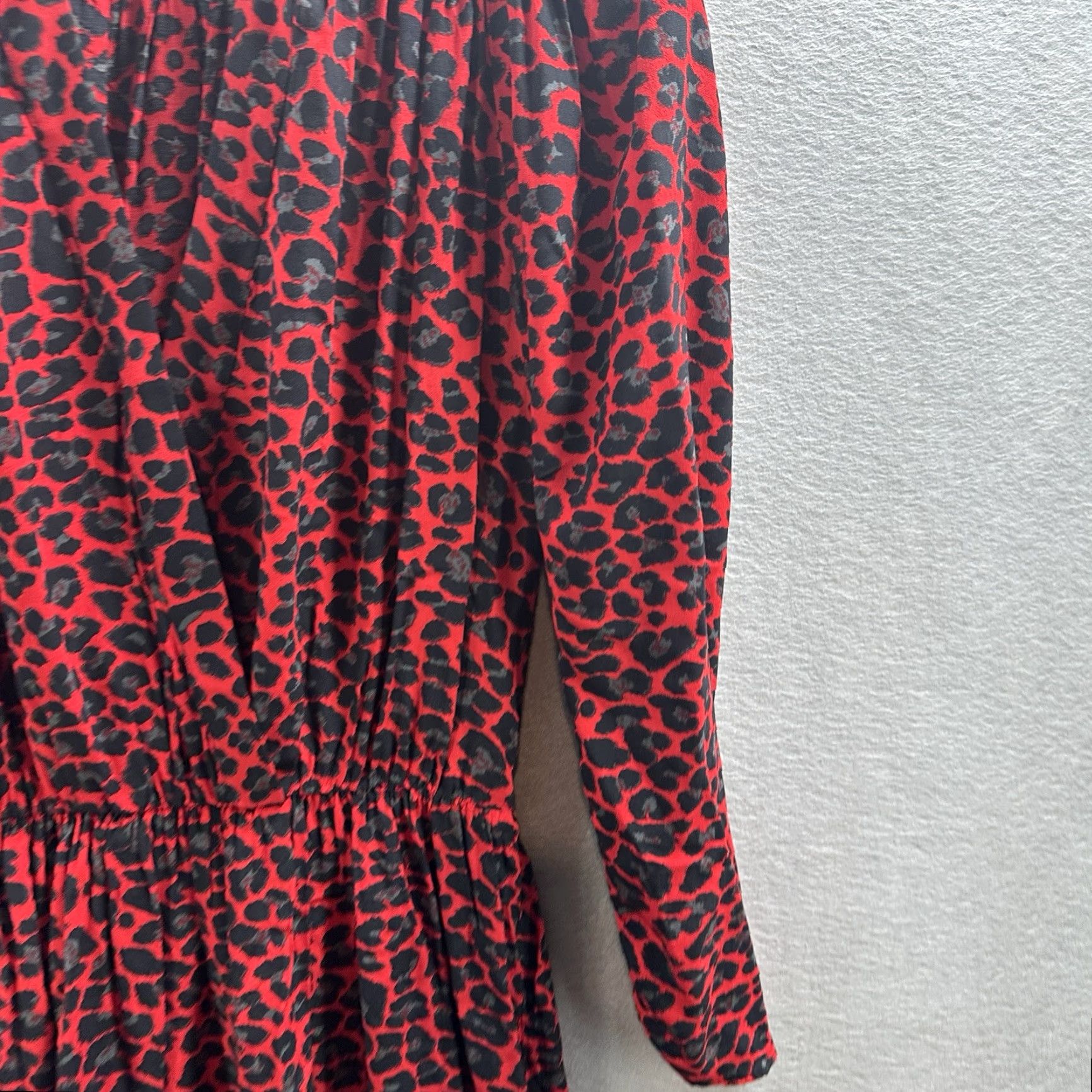 Zadig & Voltaire Zadig & Voltaire Dress Reveal Leo Womens Small Cheetah Leopard Red V-Neck Short Sleeve 90s Vintage Style Women's Dress Size S / US 4 / IT 40 - 6 Thumbnail
