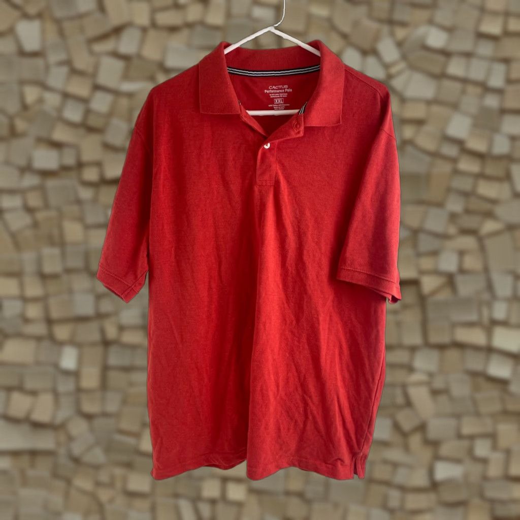 Vintage Cactus Performance Polo Shirt Men XXL Solid Red Short Sleeve Size US XXL / EU 58 / 5 - 1 Thumbnail