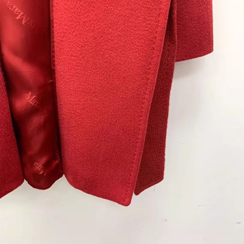 Max Mara Max Mara Red Camel Fleece Hooded Belted Long Sleeve Coat Size XXS / US 00 / IT 34 - 4 Thumbnail