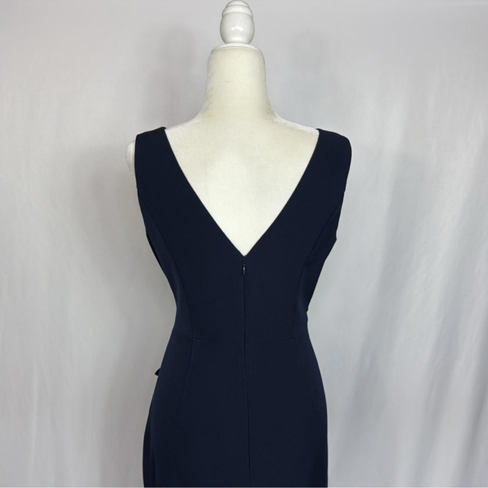 Designer Eliza J Ruffle Front Gown Dress Size 10 Navy Blue Sleeveless Size L / US 10 / IT 46 - 9 Thumbnail