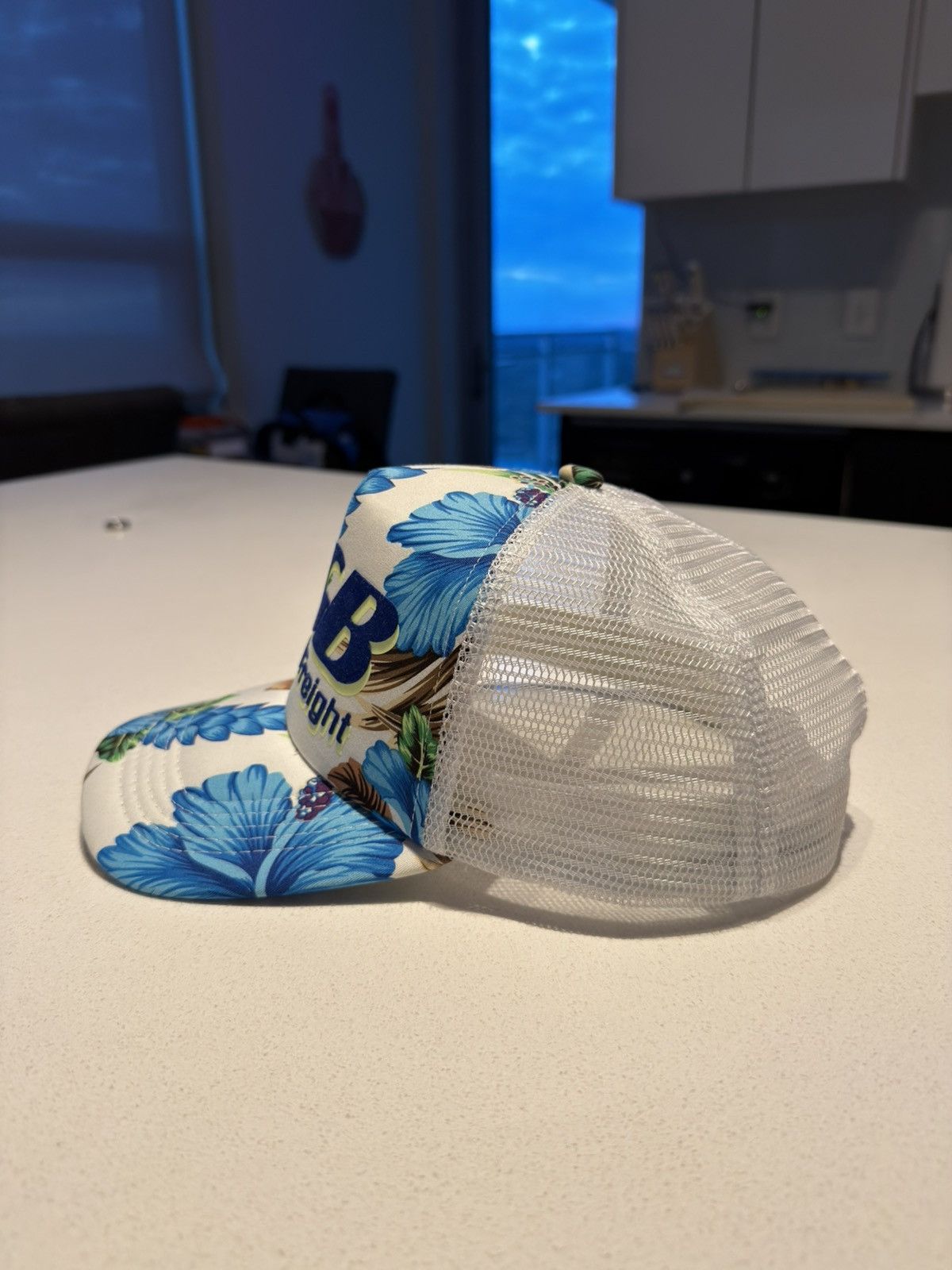 RGB Freight RGB Freight White Blue Flowers Trucker Hat Size ONE SIZE - 2 Thumbnail