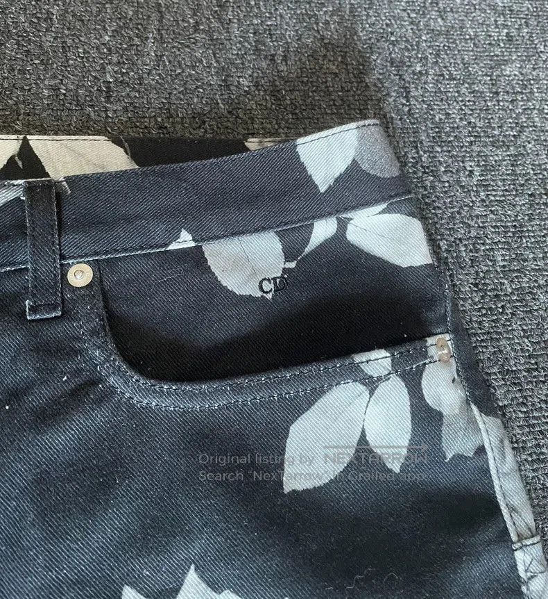 Dior Dior White Rose Print Elastic Jeans. Size US 34 / EU 50 - 3 Thumbnail