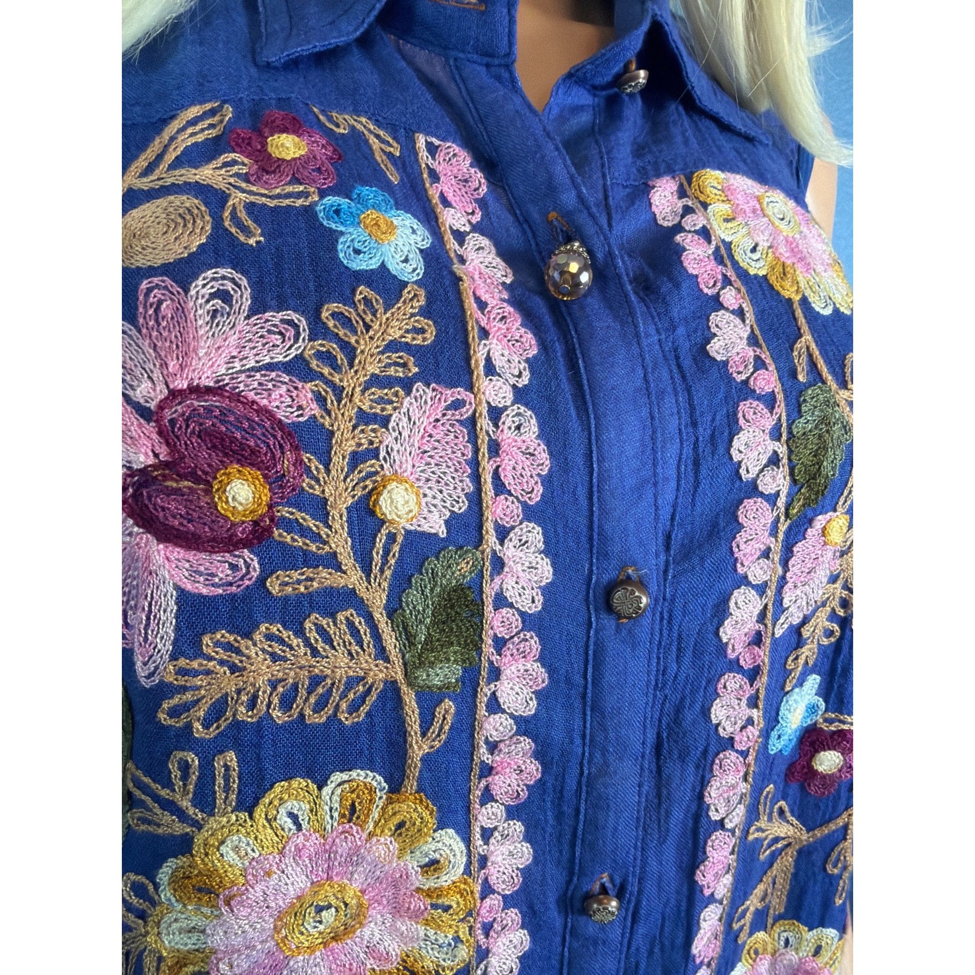 Other NWT Aratta Adonis Blue Embroidered Maxi Duster Shirt Dress S Size S / US 4 / IT 40 - 16 Thumbnail