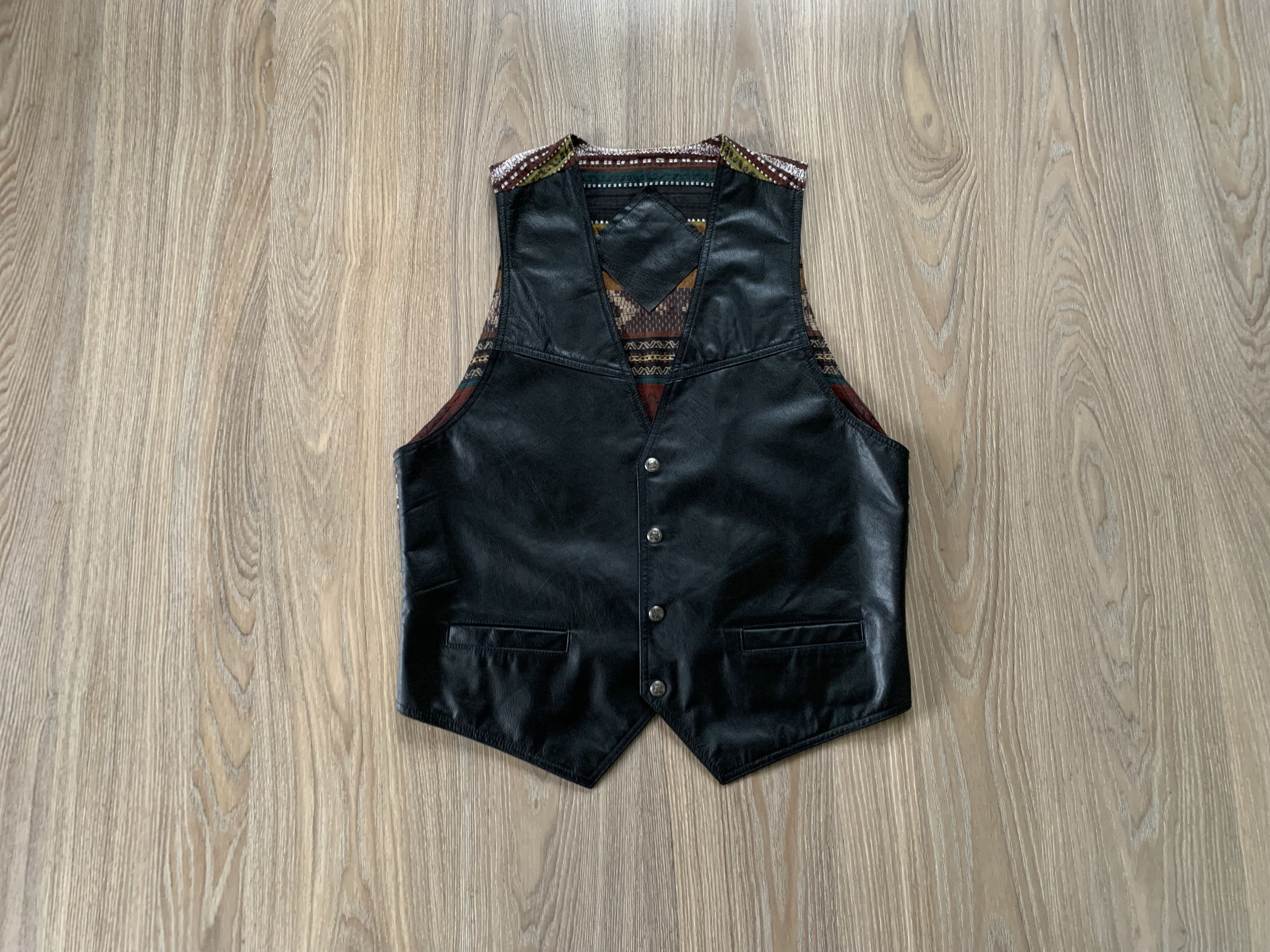 Vintage Vintage Leather Textile Combine Vest Size US L / EU 52-54 / 3 - 1 Thumbnail