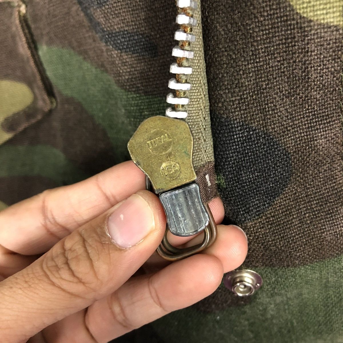 Vintage 🔥VINTAGE CHORE JACKET M-52 CARGO POCKET CAMOUFLAGE USA Size US L / EU 52-54 / 3 - 19 Thumbnail
