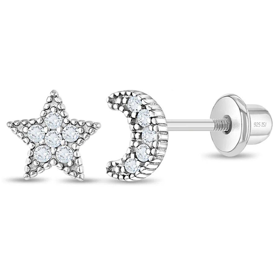Other Star & Moon CZ Girl Earrings Size ONE SIZE - 1 Thumbnail