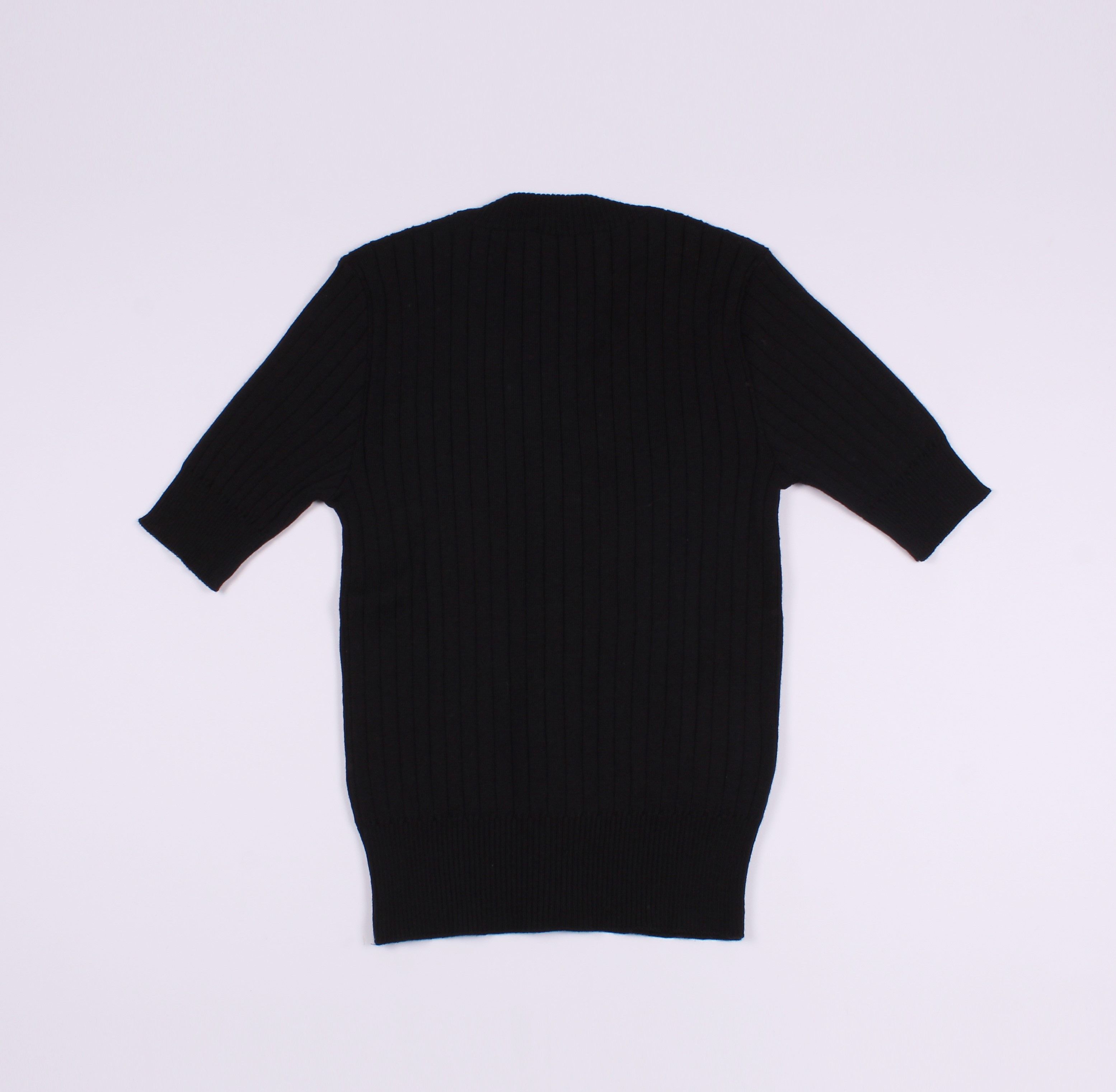 Wolford Vintage Wolford Black Rib Knit Short Sleeve Wool Cardigan Size M / US 6-8 / IT 42-44 - 11 Thumbnail