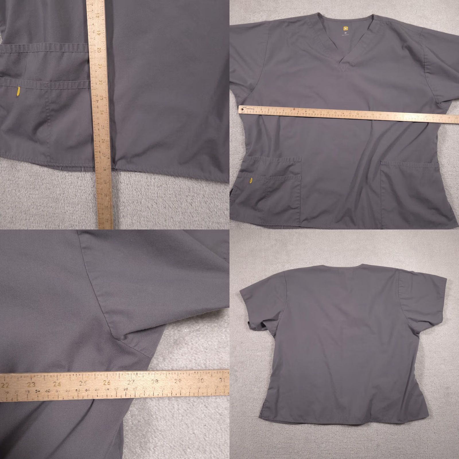 Vintage WonderWink Scrub Top Womens 3X Gray V-Neck Pockets Nursing Medical Tunic Plus Shirt Womens V-Neck Short Sleeve Gray, Plus, T-Shirt Style, 3X Size XXL / US 16-18 / IT 52-54 - 8 Thumbnail