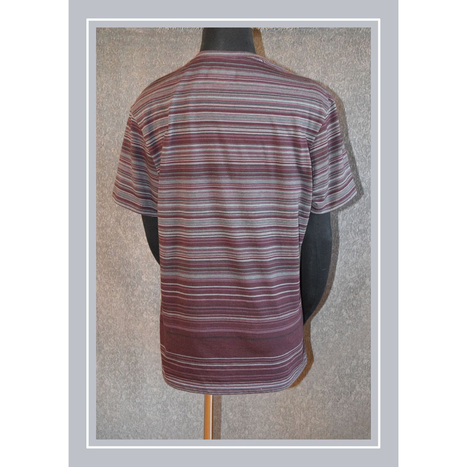 Alfani Alfani Purple/Gray Striped V-Neck Short Sleeve T-Shirt SZ M Size M / US 6-8 / IT 42-44 - 3 Thumbnail