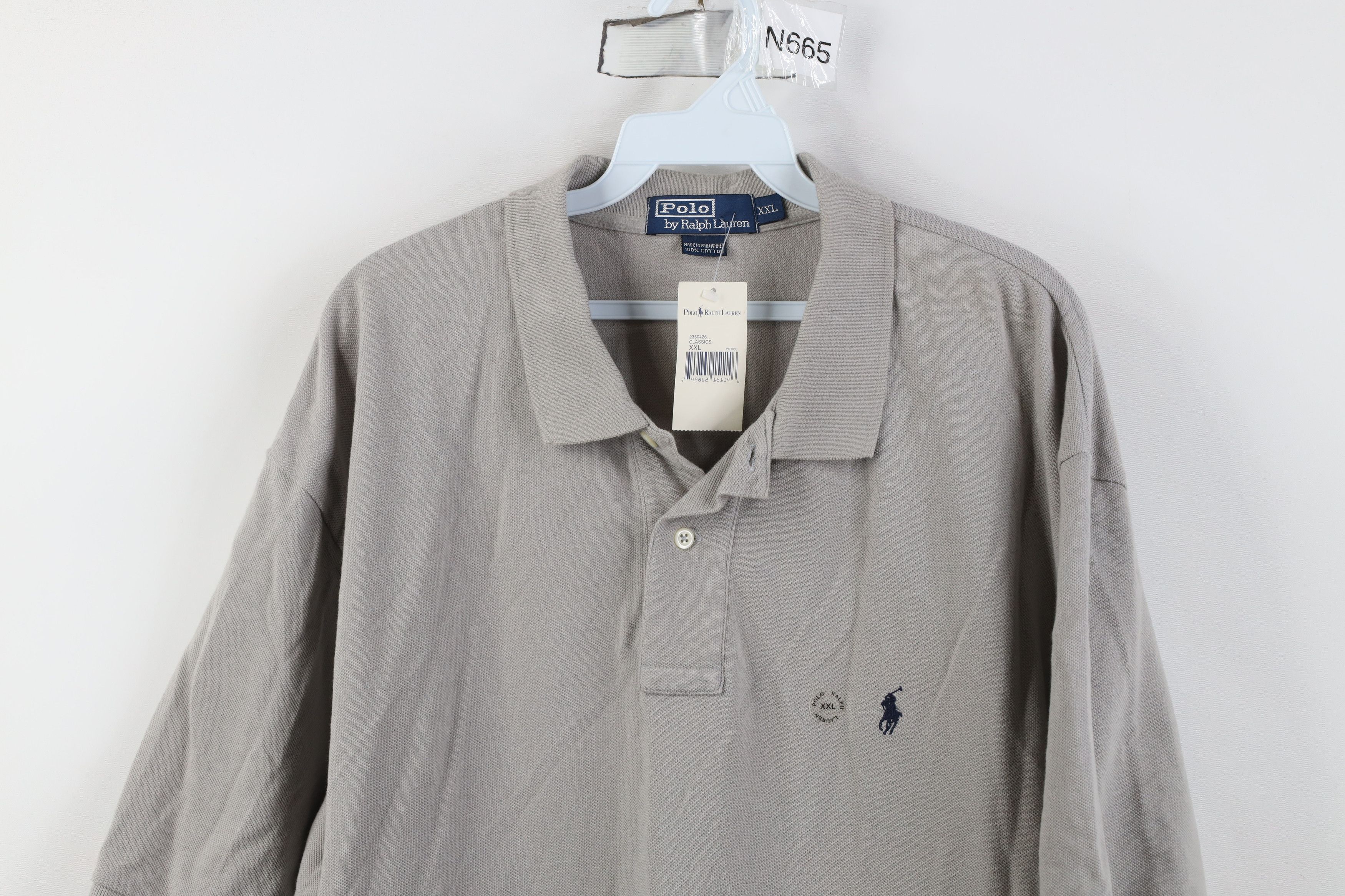 Ralph Lauren Deadstock Vintage 90s Ralph Lauren Knit Golf Polo Shirt Gray Size US XXL / EU 58 / 5 - 2 Thumbnail